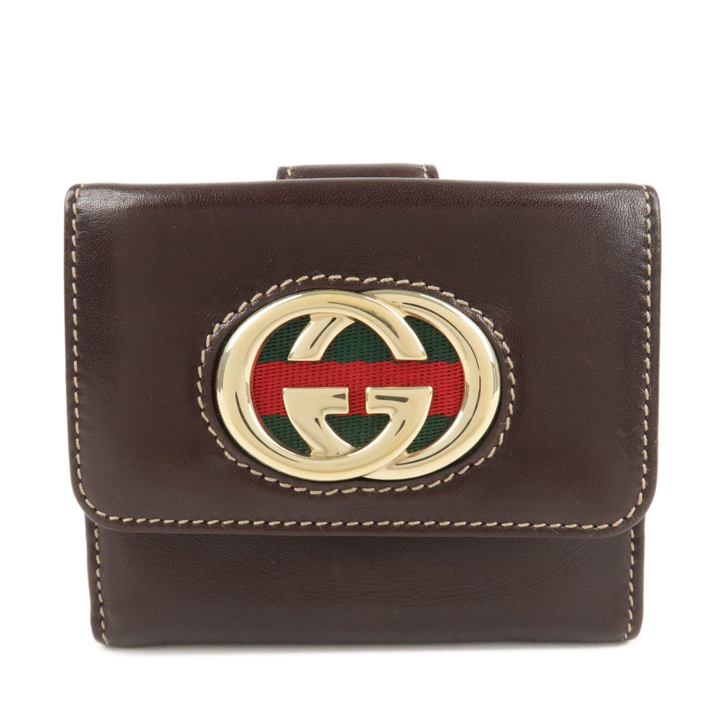 GUCCI Interlocking G Sherry Double Hook Bi-Fold Wallet 162760