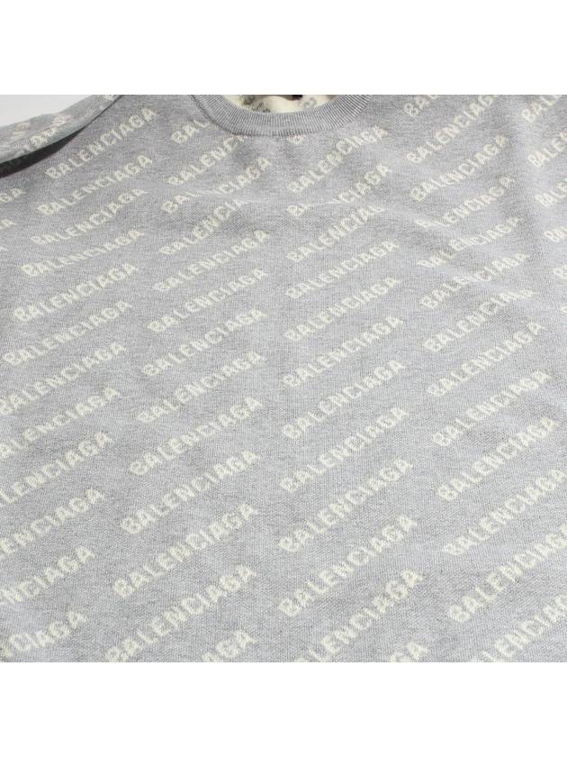 Luxury Balenciaga Trending 2026 Wool Over Logo Pattern Knit Sweatshirt Grey