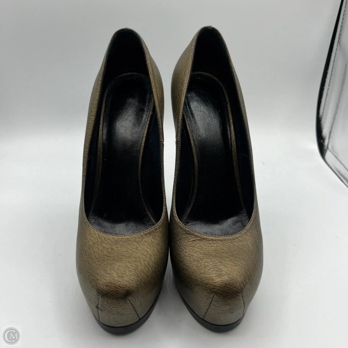 Shoes Luxury Designer By Yves Saint Laurent In Bronze, Size: 7