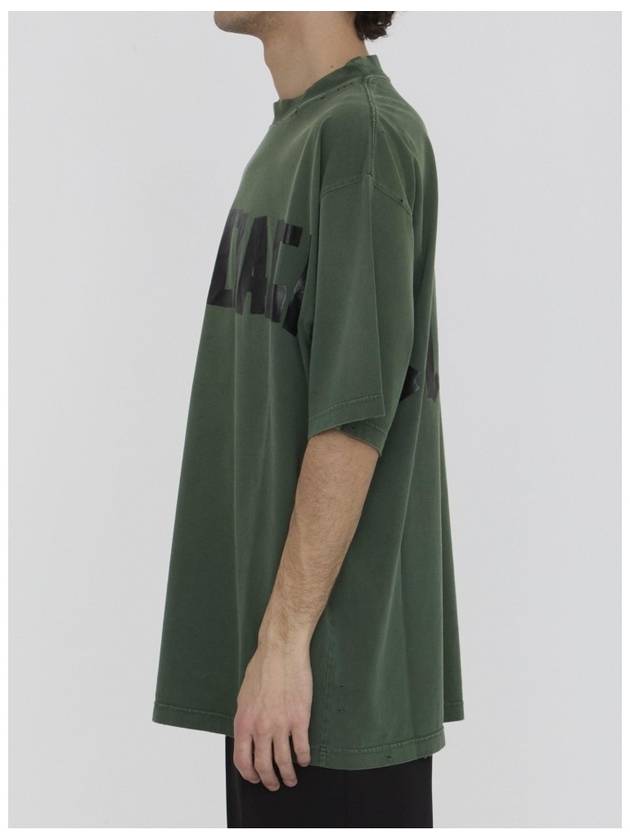 Luxury Balenciaga Trending 2026 Tape Type Short Sleeve T-Shirt Green
