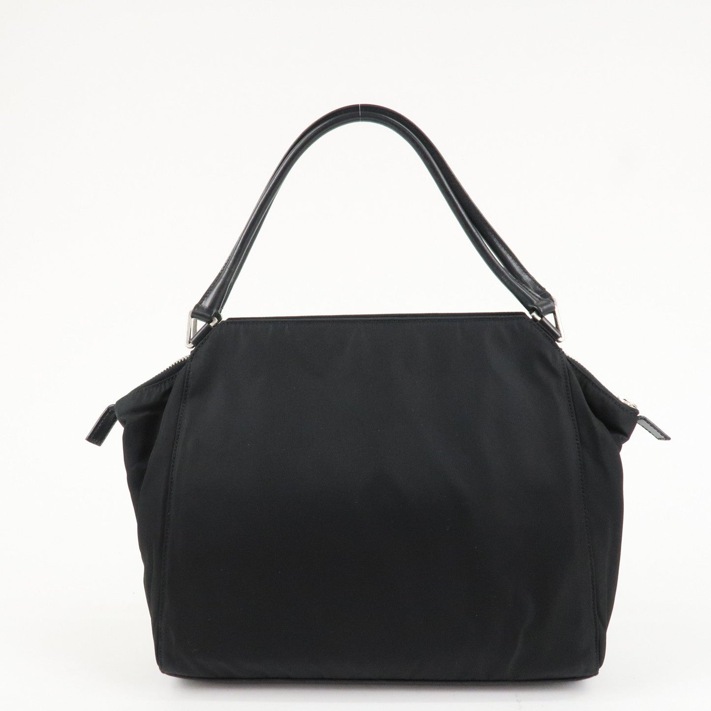 PRADA Triangle Logo Nylon Leather Tote Bag Shoulder Bag B11093