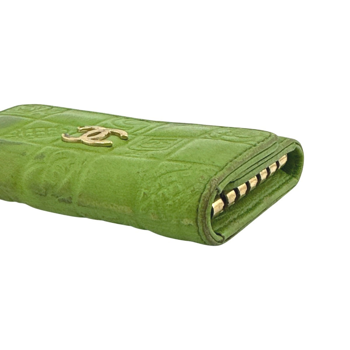 CHANEL Key case Key holder  leather green 6-key case Key holder Icon line Women