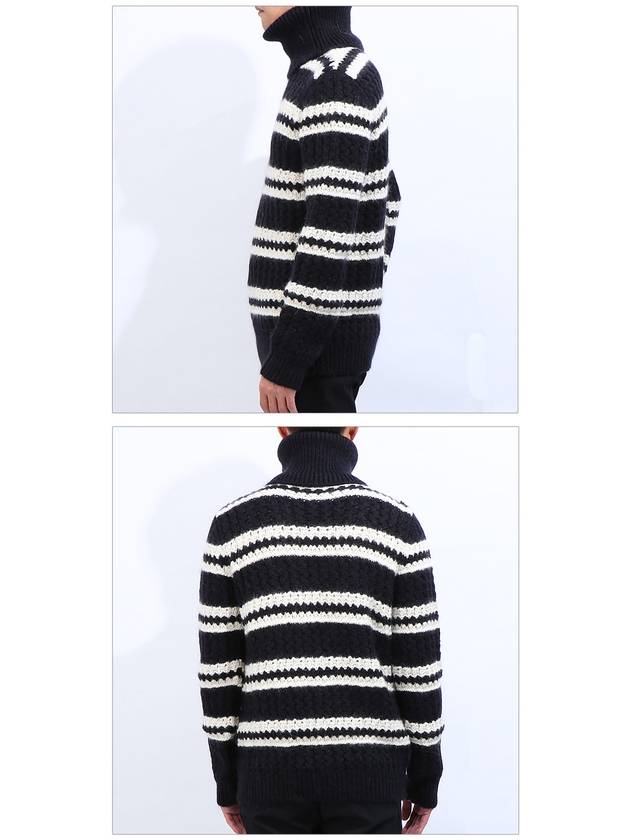 Luxury Saint Laurent Trending 2025 Striped Wool Turtleneck Black