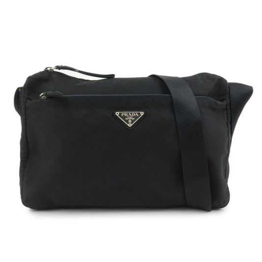 PRADA Nylon Leather Shoulder Bag Crossbody Bag Black B10140