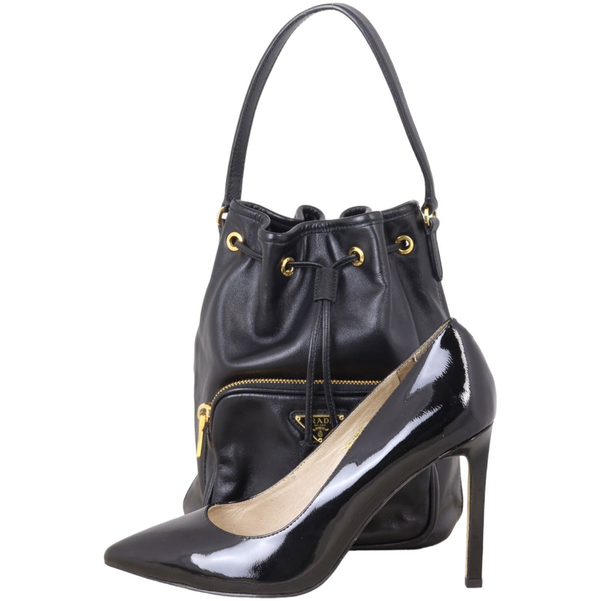 Prada Duet Leather Bucket Bag
