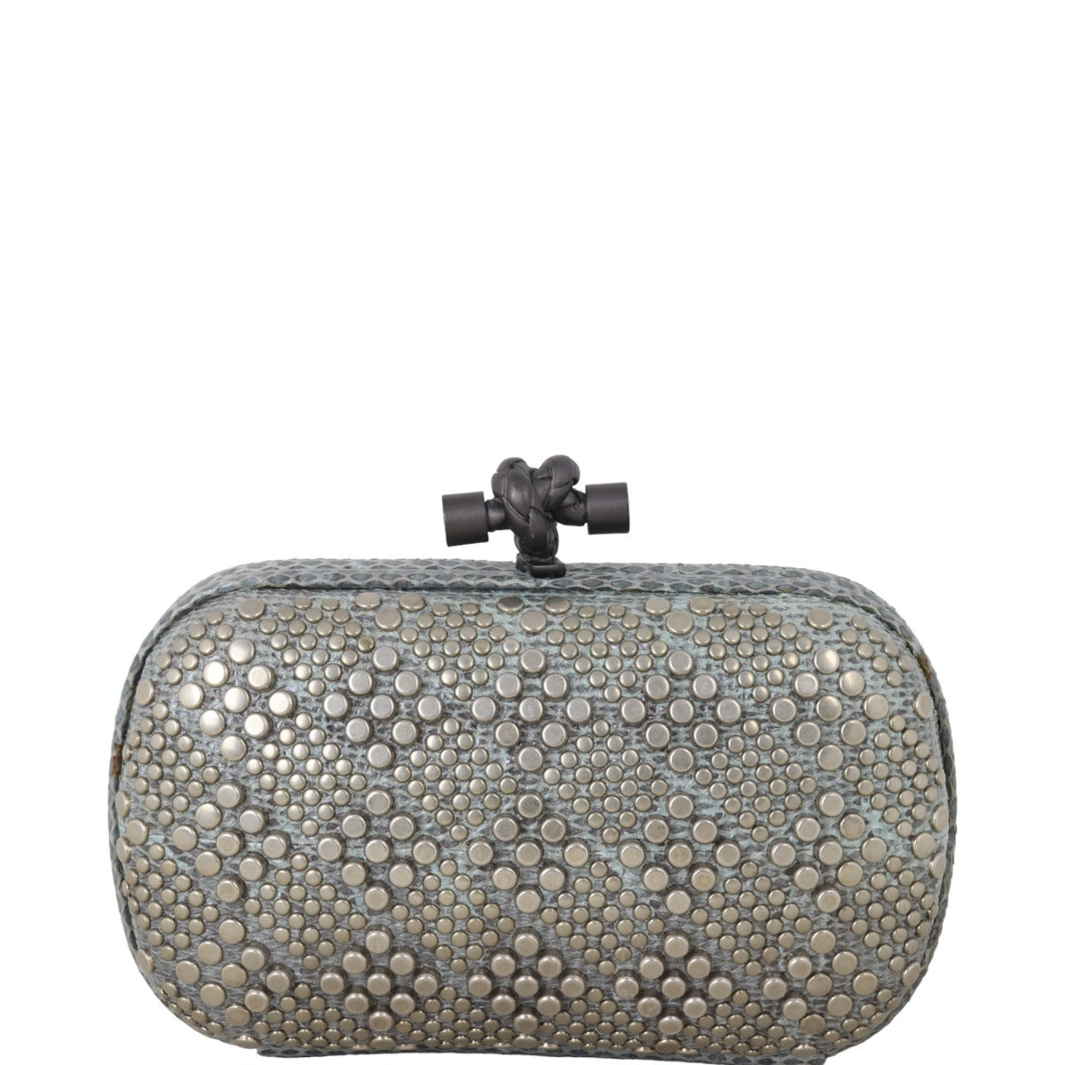 Bottega Veneta Knot Studded Python Trim Clutch