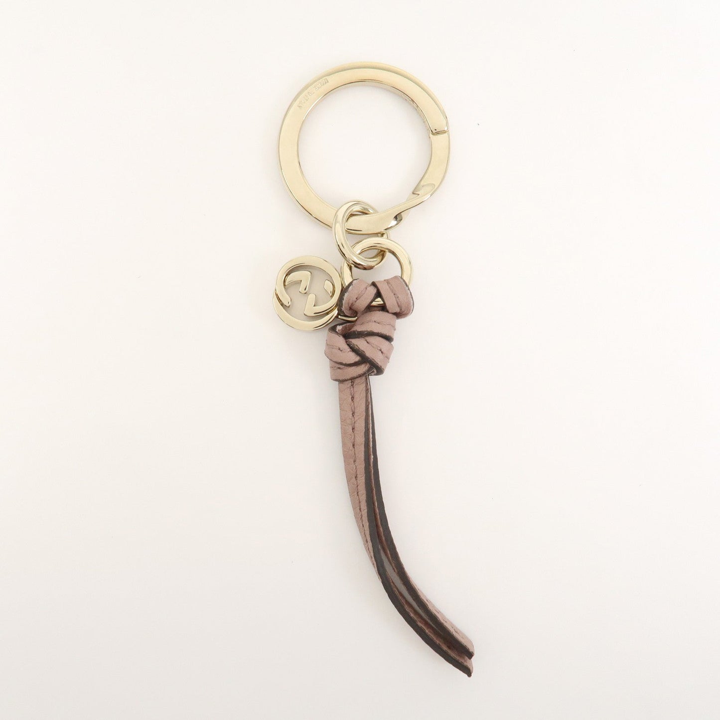 GUCCI Interlocking G Leather Bag Charm Key Chain Pink 324403
