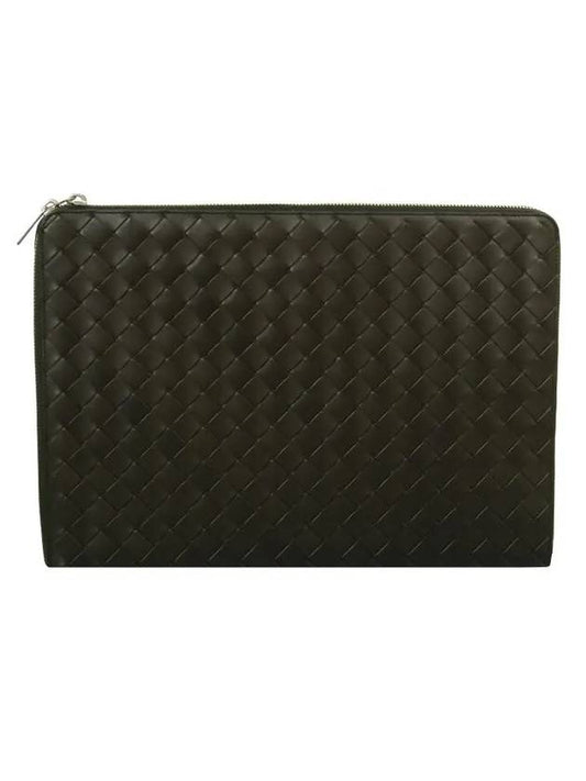 Luxury Bottega Veneta Intrecciato Calfskin Clutch Bag Green