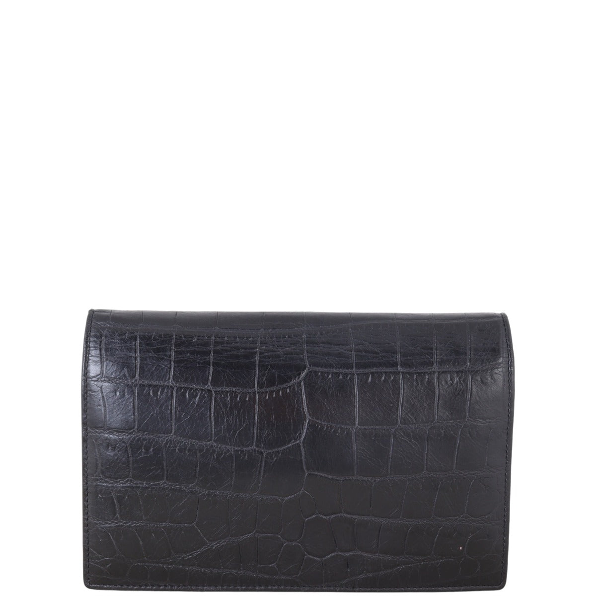 Saint Laurent Monogram Envelope Chain Wallet Croc-embossed