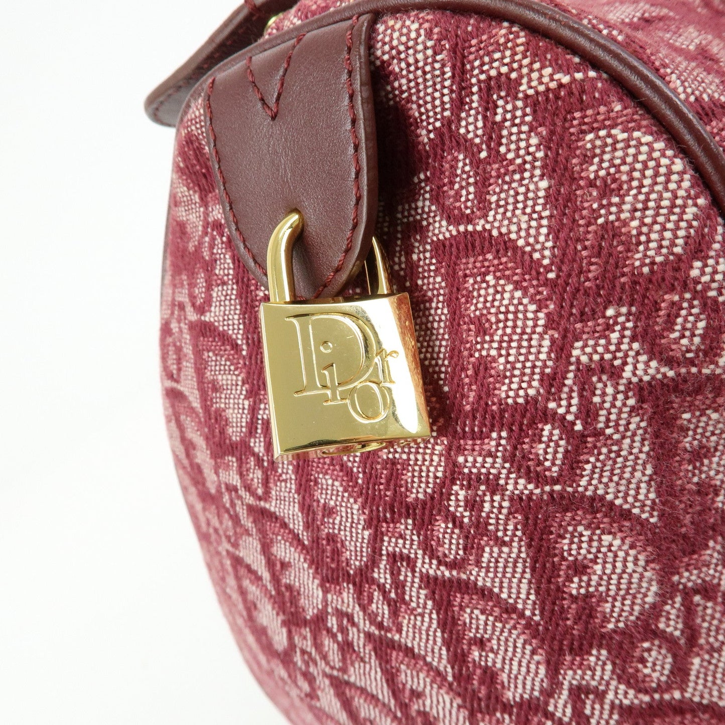 Christian Dior Trotter Jacquard Canvas Leather Boston Bag Hand Bag