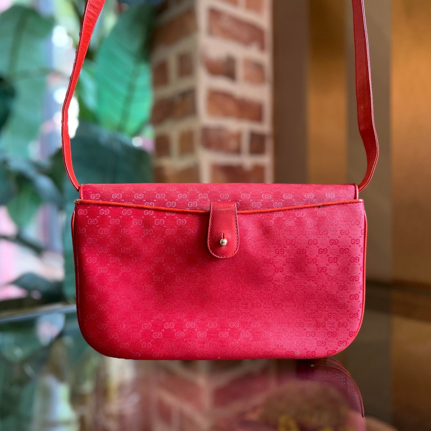 GUCCI Red Micro GG Canvas Vintage Crossbody Bag
