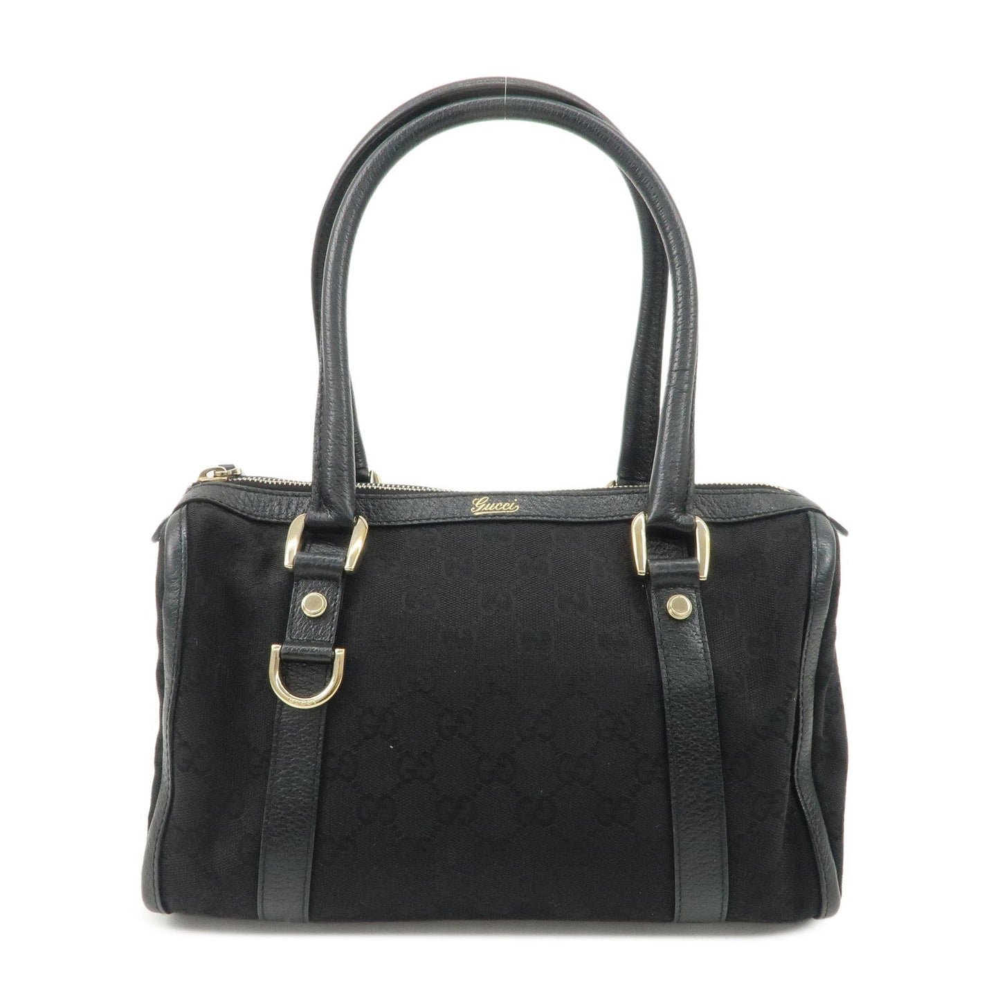 GUCCI Abbey GG Canvas Leather Boston Bag Hand Bag Black 130942