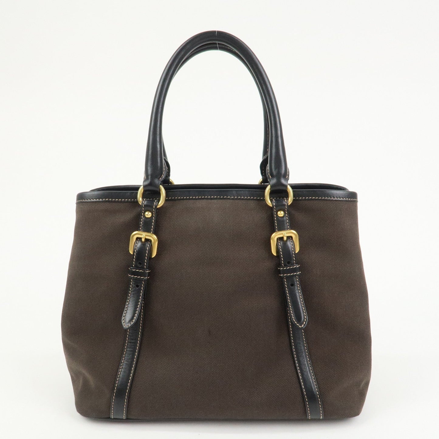 PRADA Jacquard Leather 2Way Bag Tote Bag Hand Bag Brown BN1841