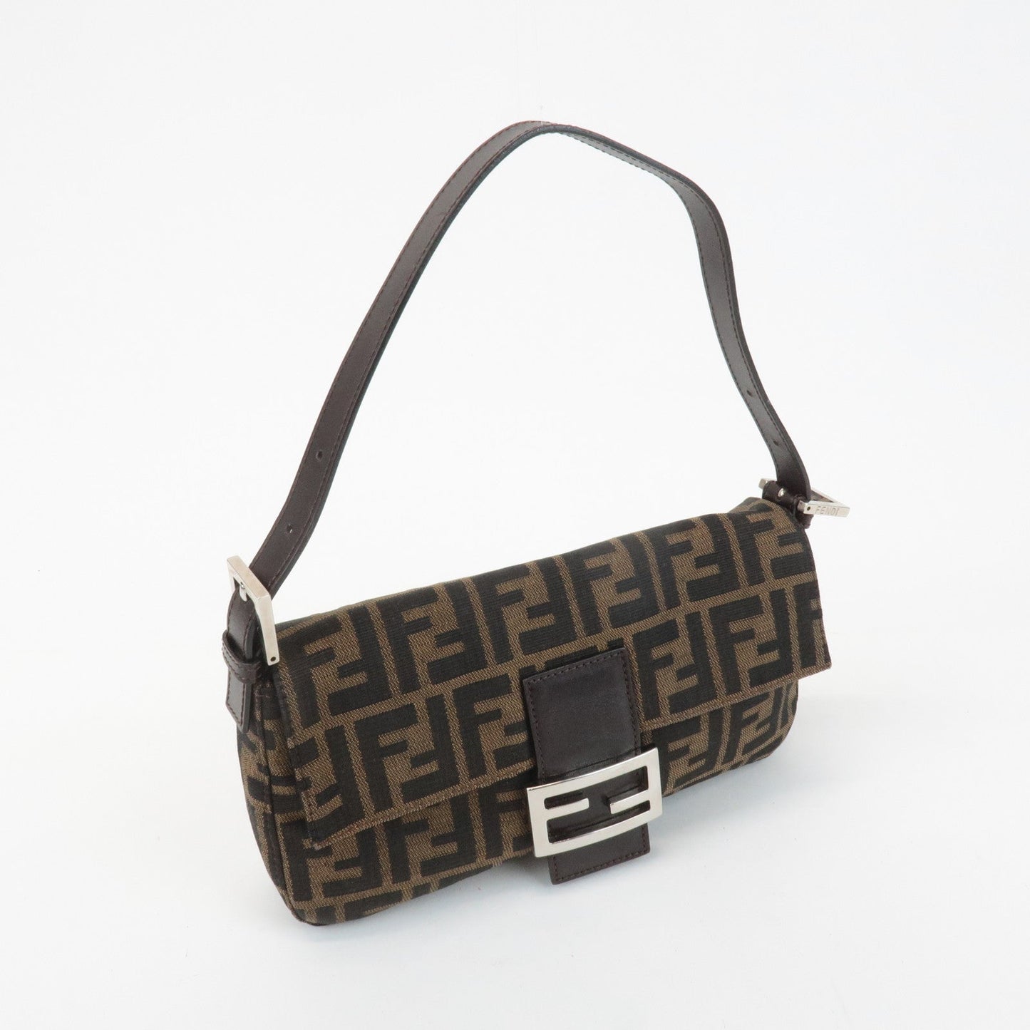 FENDI Zucca Mamma Baguette Canvas Shoulder Bag 26424 Brown Black