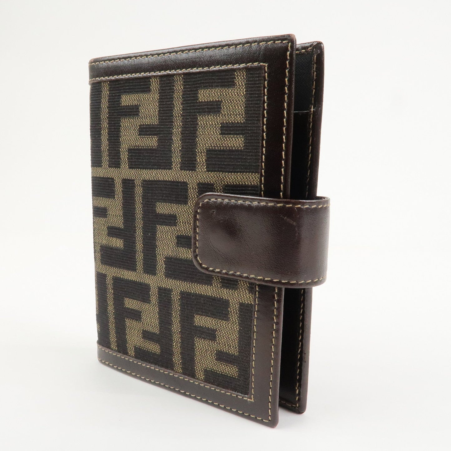FENDI Zucca Canvas Leather Agenda Planner Cover Brown 30153