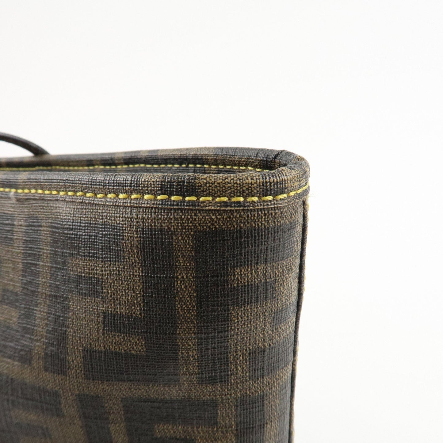 FENDI Zucca Logo Print PVC Tote Bag Brown Black 8BH198