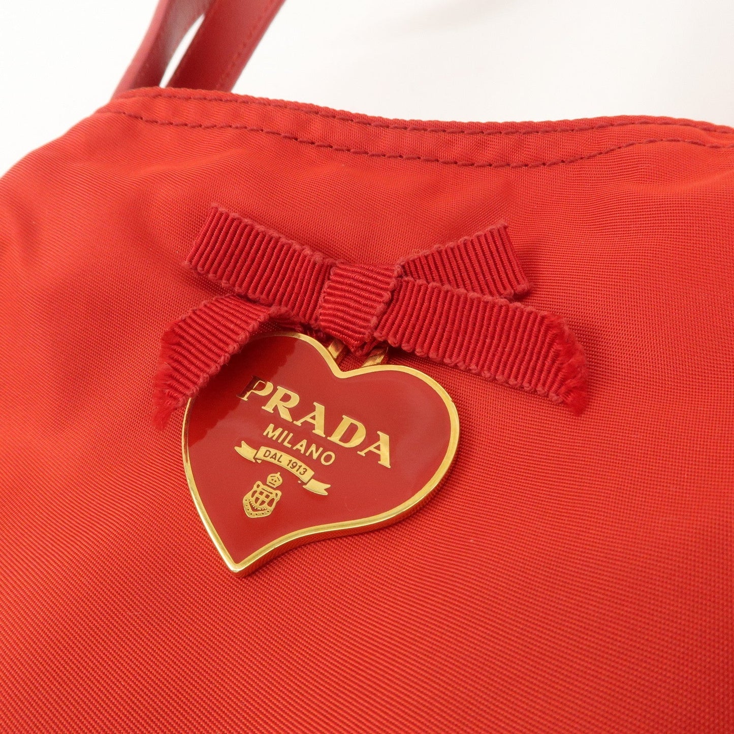 PRADA Nylon Leaather Panda Tote Bag Shoudler Bag Red BR4249