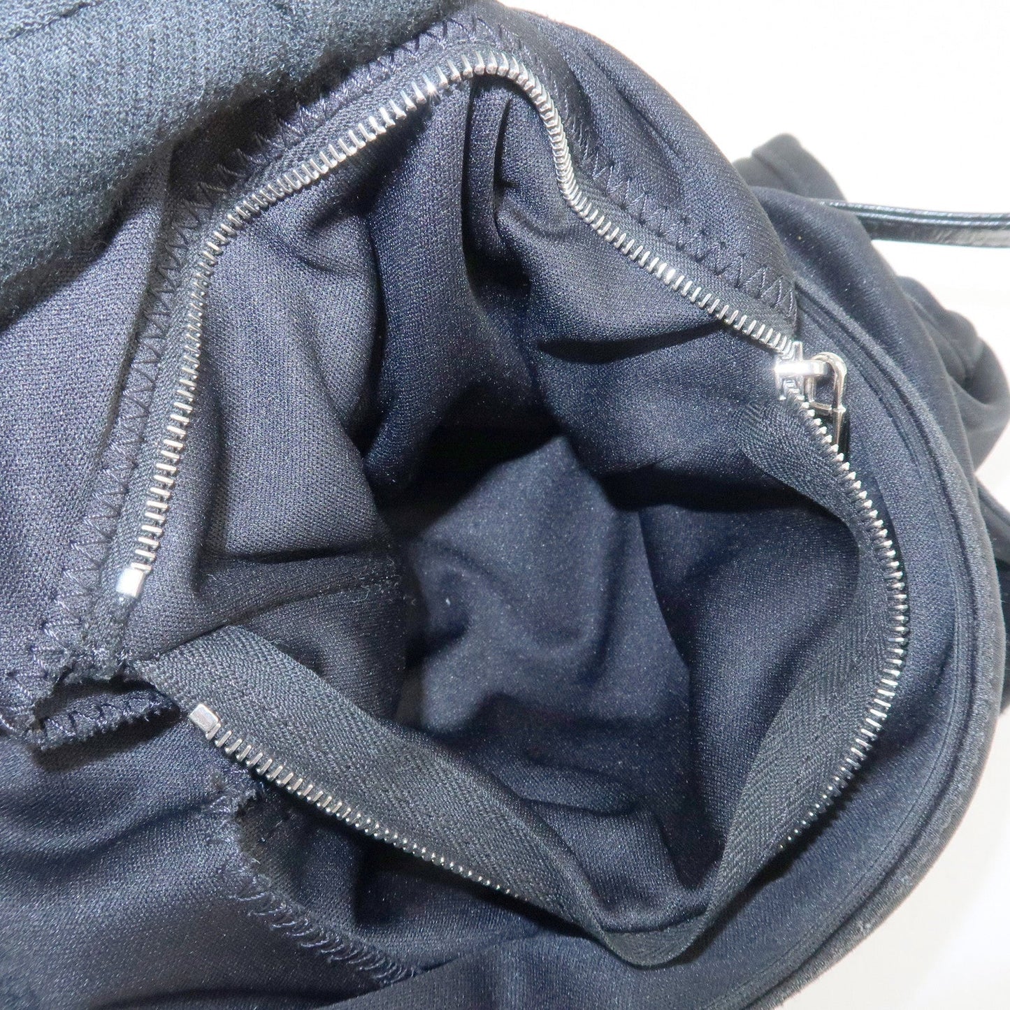 FENDI Polyester Leather Shoulder Bag Black 26727