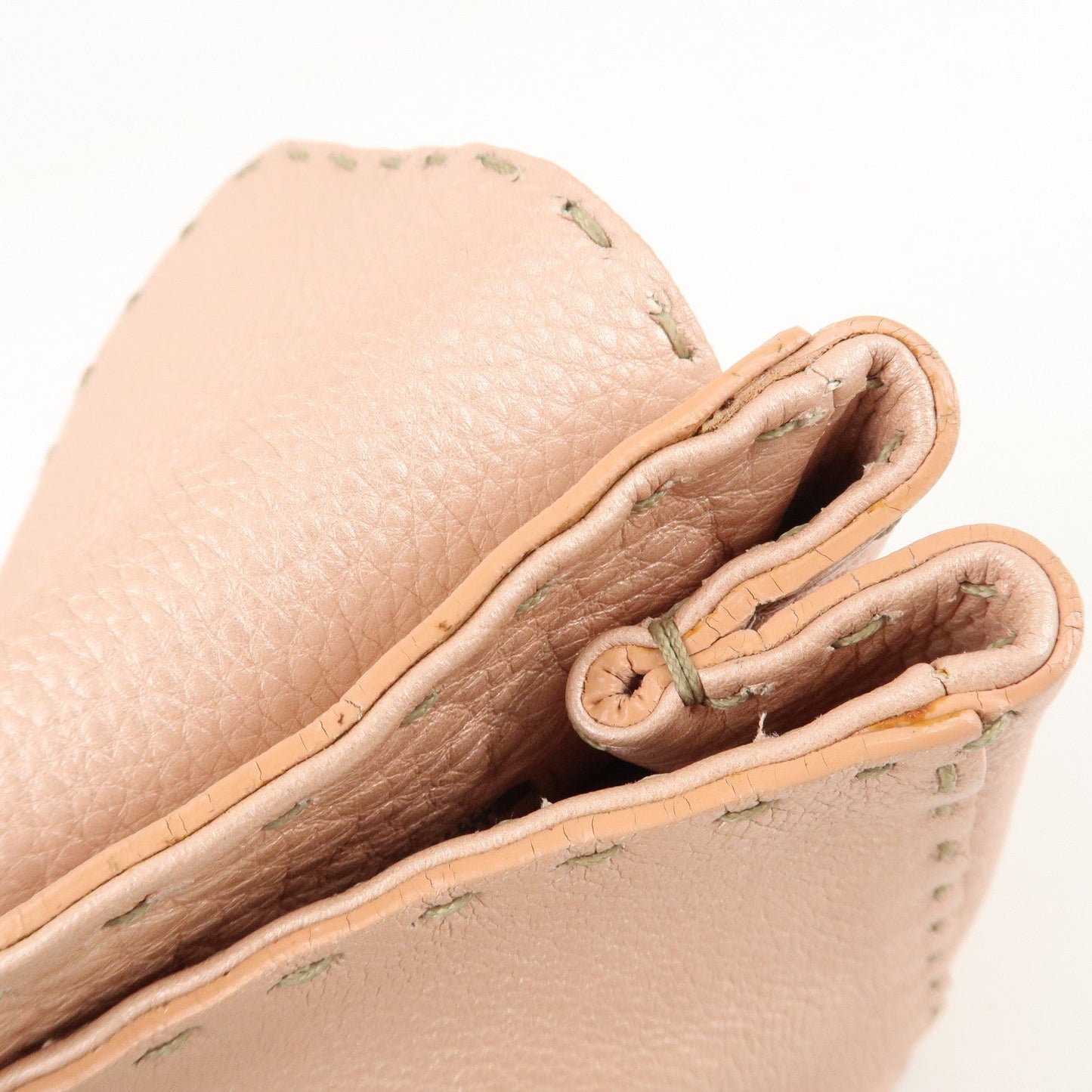 FENDI Selleria Leather Mini Linda Hand Bag Pink 8BR486