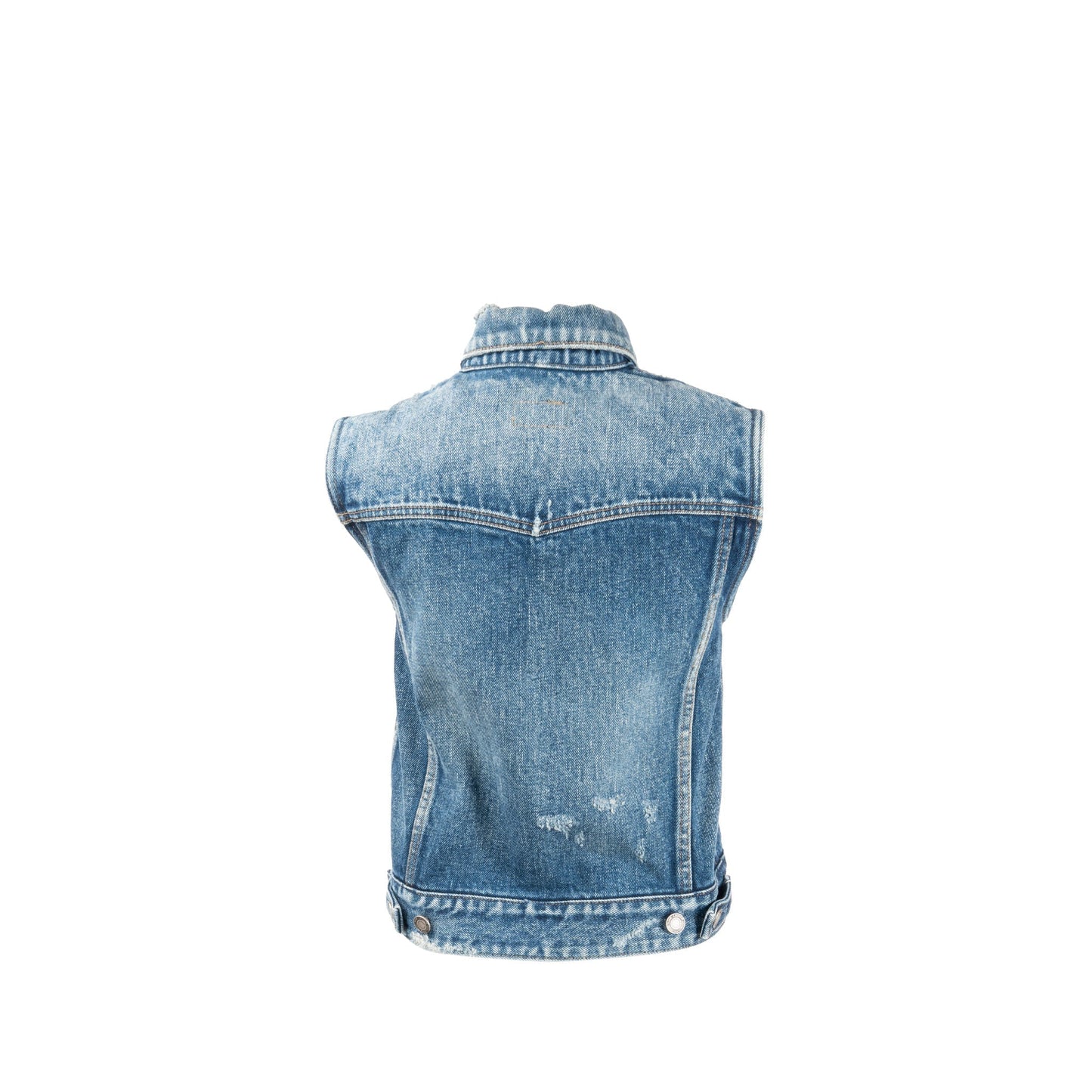 Saint Laurent Size Sleeveless Denim Vest Cotton Blue