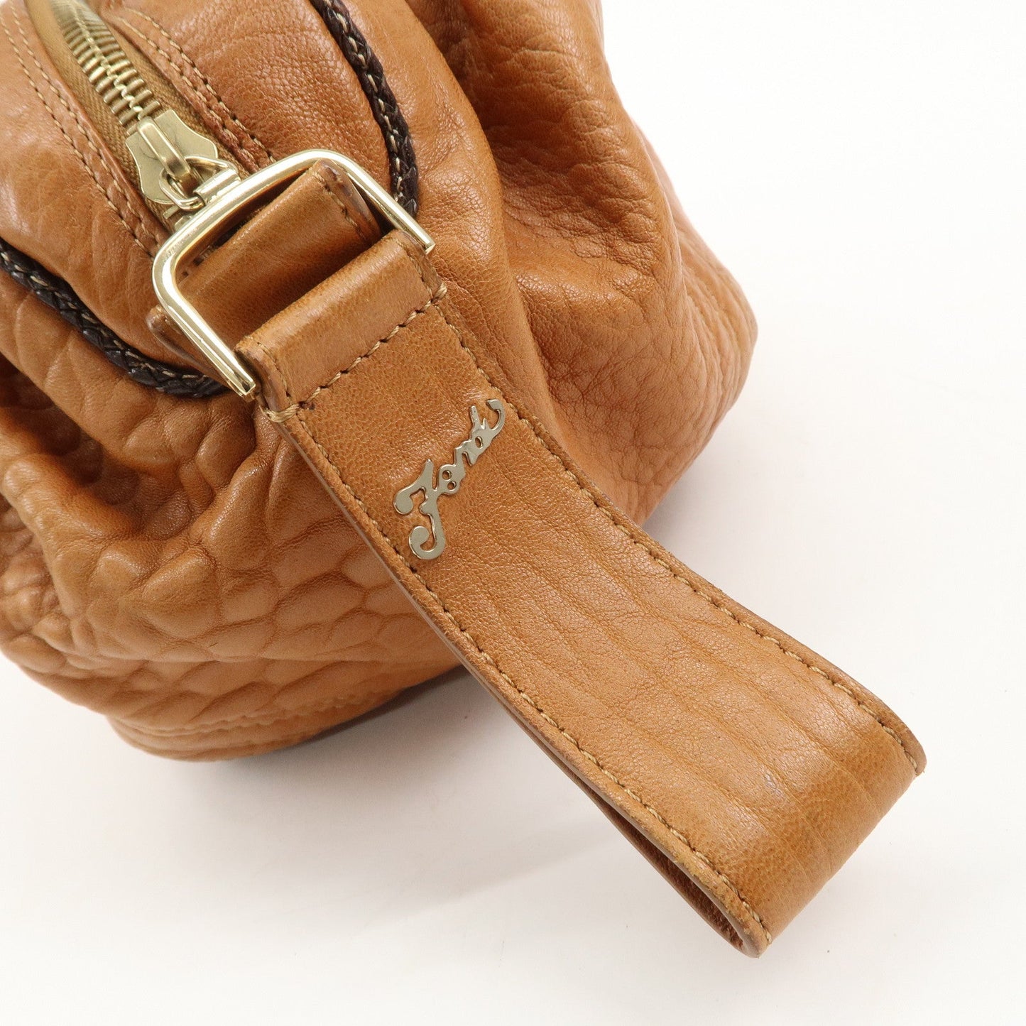 FENDI Leather Mini Spy Bag Hand Bag Brown Dark Brown 8BL078