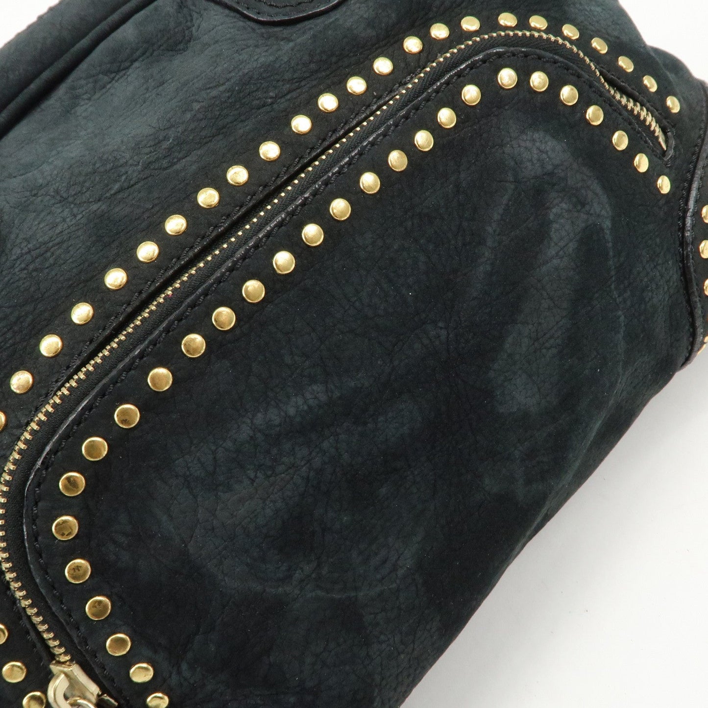 FENDI Suede Studs Mini Boston Bag Black 8BL076