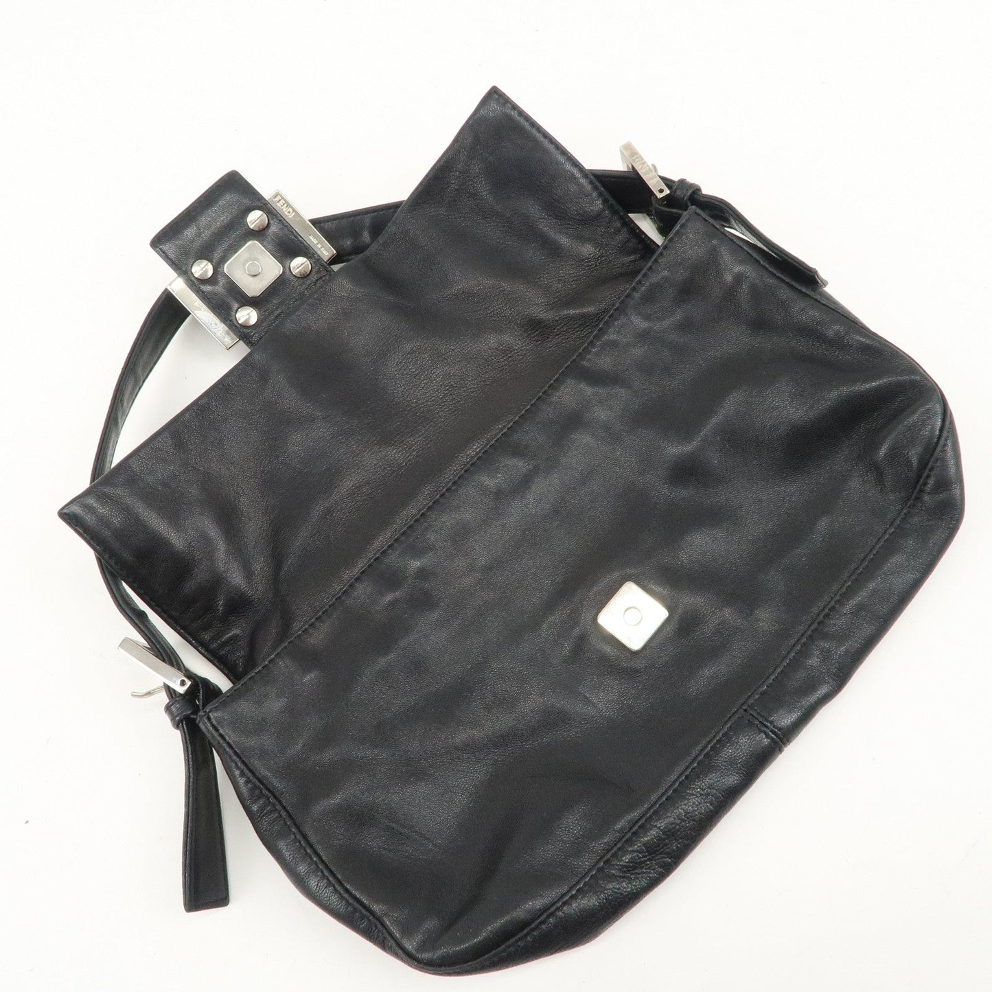 FENDI  Mamma Baguette Leather Shoulder Bag Hand Bag Black 26424
