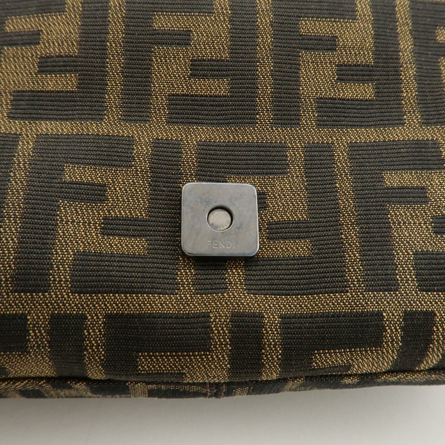 FENDI Mamma Baguette Zucca Canvas Leather Shoulder Bag 8BR001