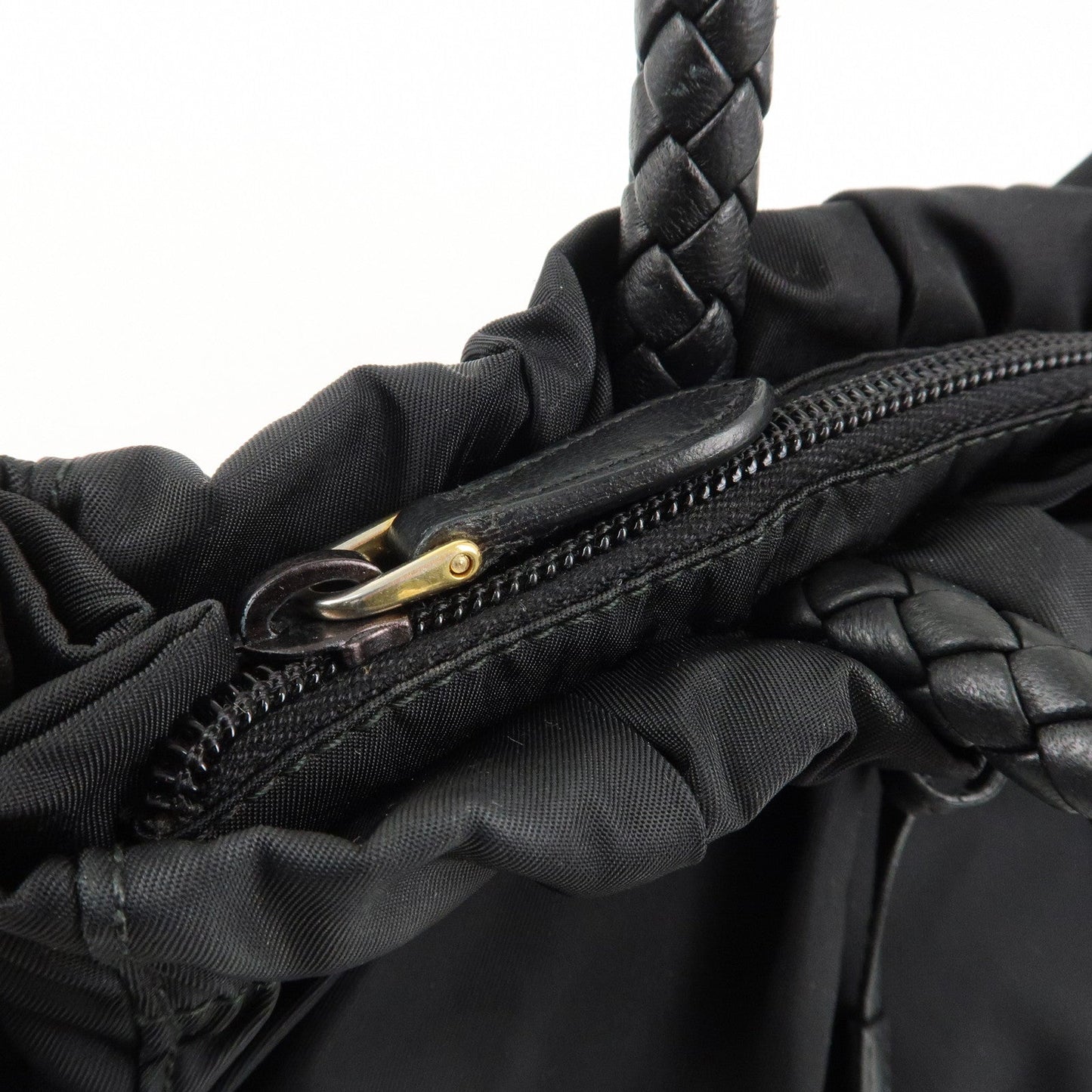 PRADA Nylon Leather Ribbon 2Way Shoulder Bag Black BN1631