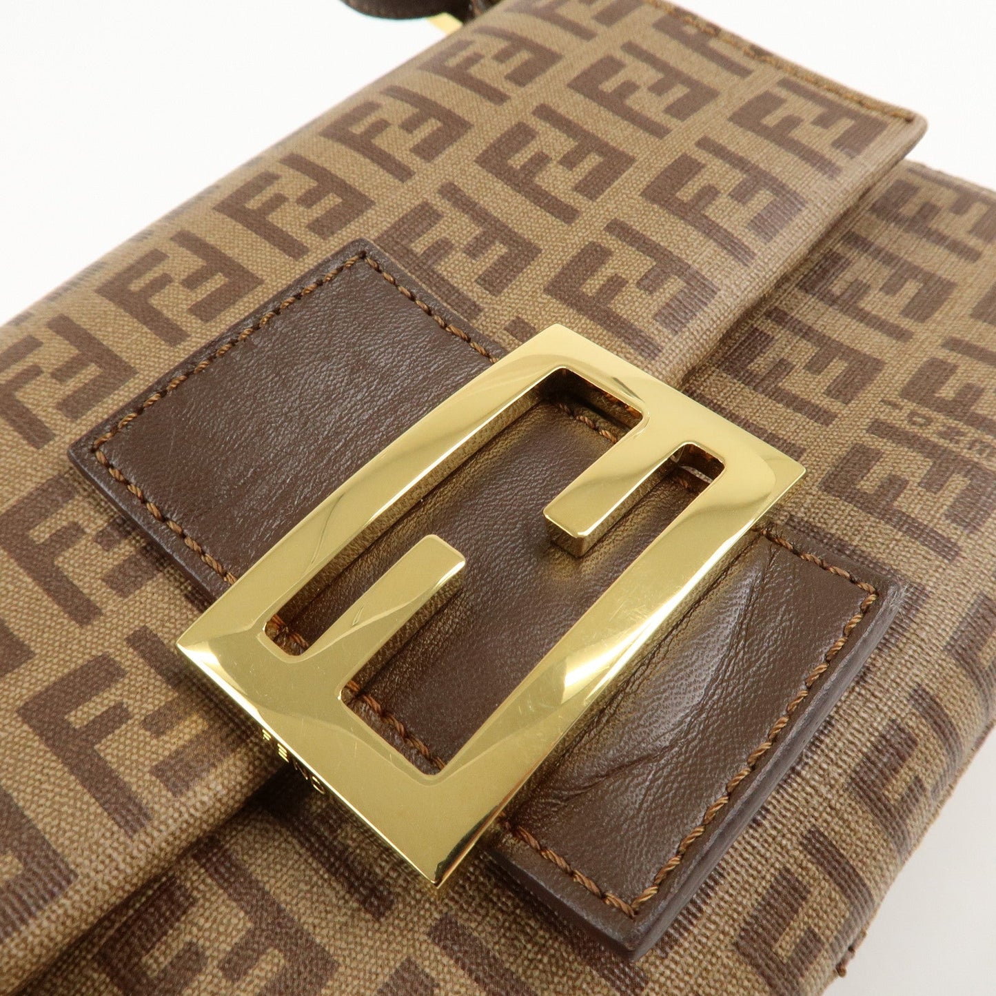 FENDI Zucchino Mini Mamma Baguette PVC Leather Hand Bag 8BR180