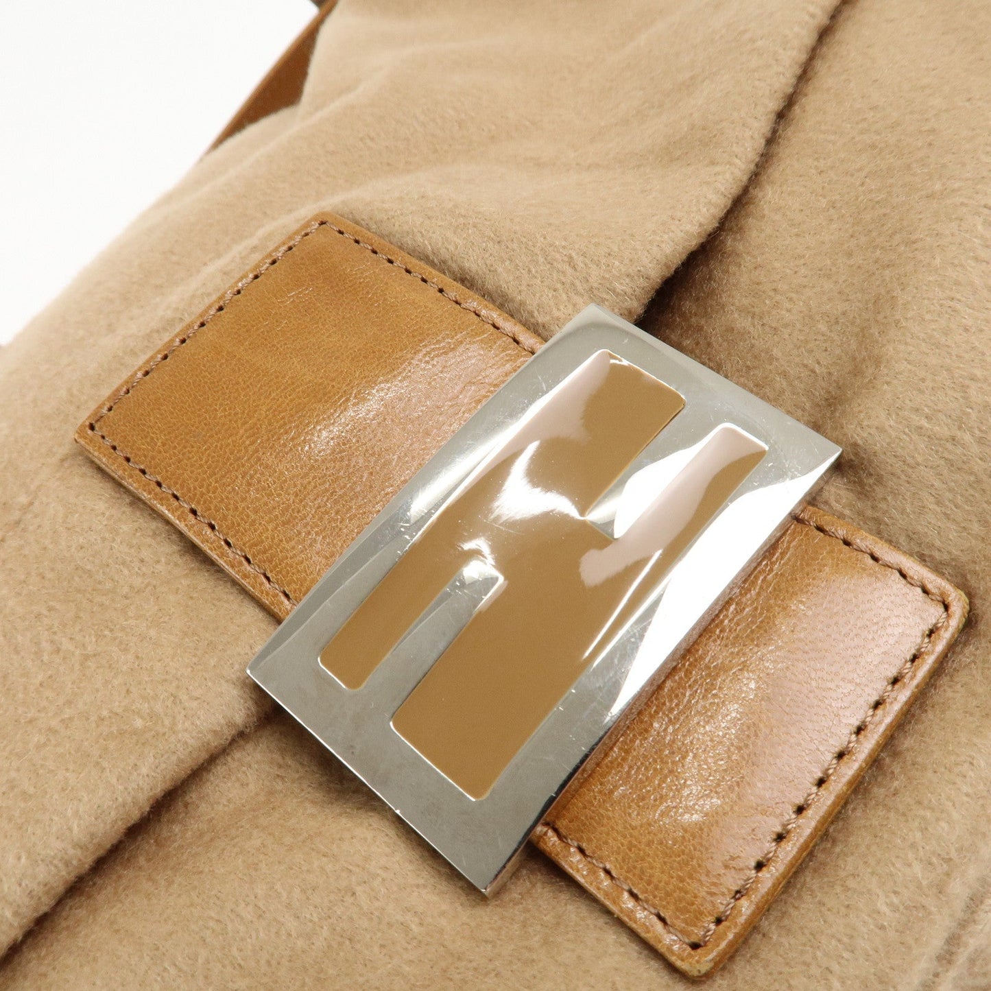 FENDI Mamma Baguette Cashmere Leather Shoulder Bag 26325
