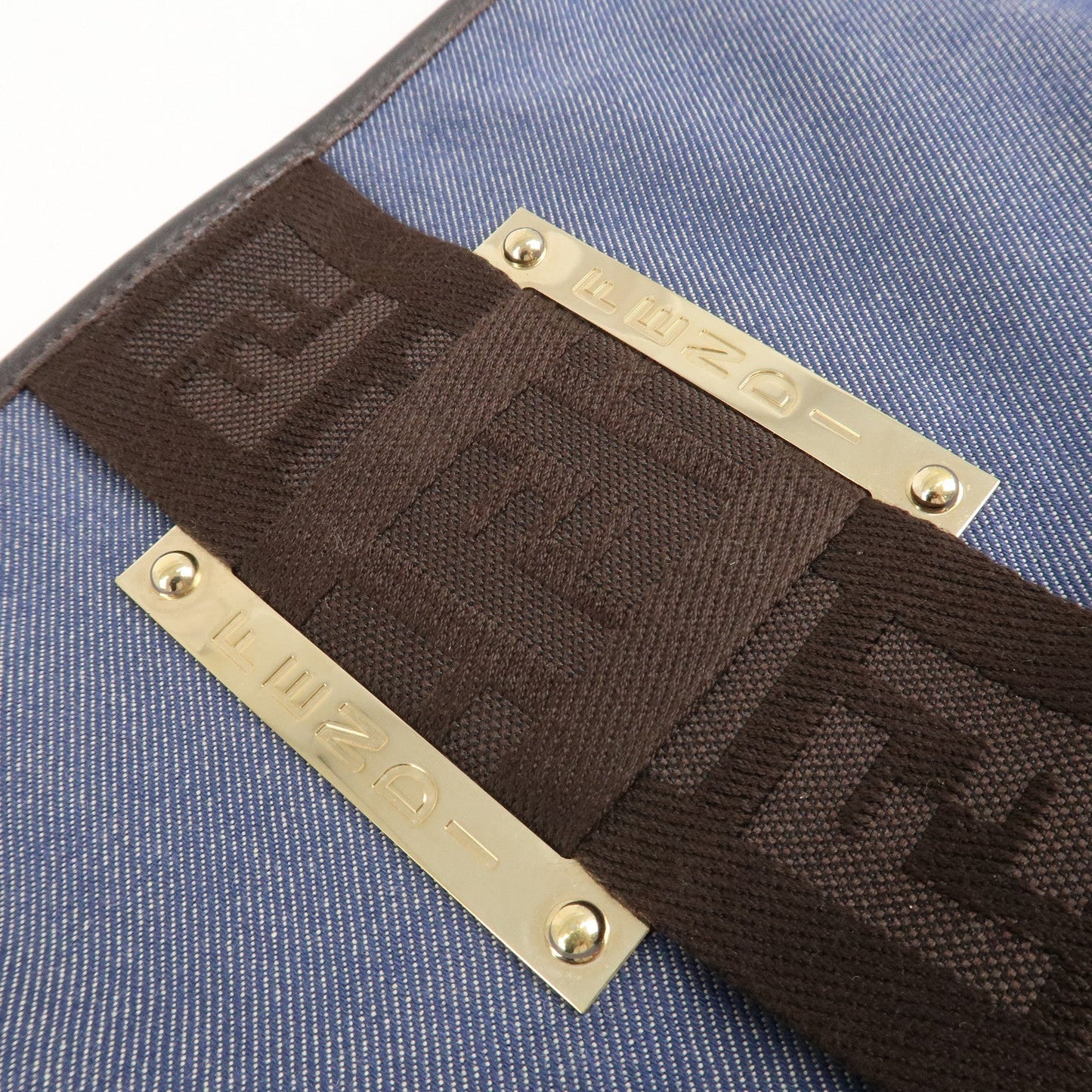 FENDI Zucca Denim Leather Shoulder Bag Cross Body Bag 8BT034