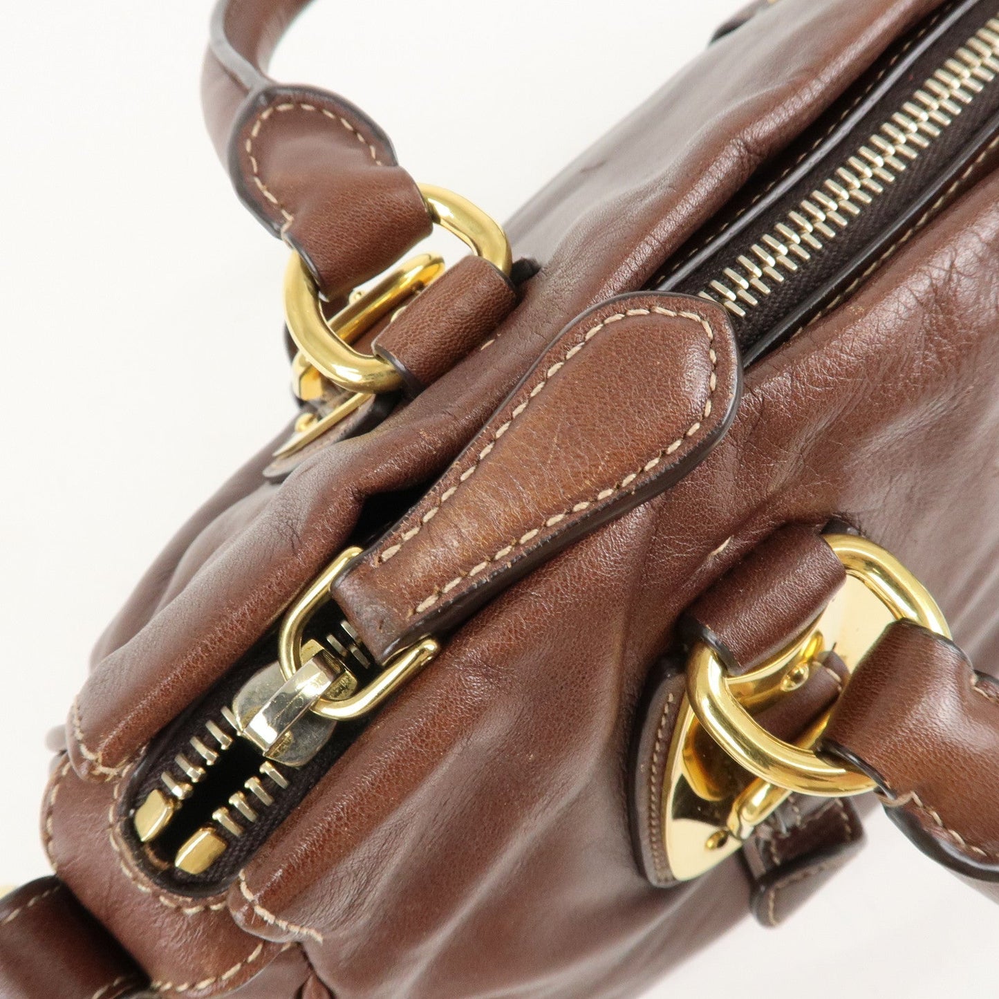 PRADA Leather 2Way Bag Shoulder Bag Hand Bag Brown BN1904