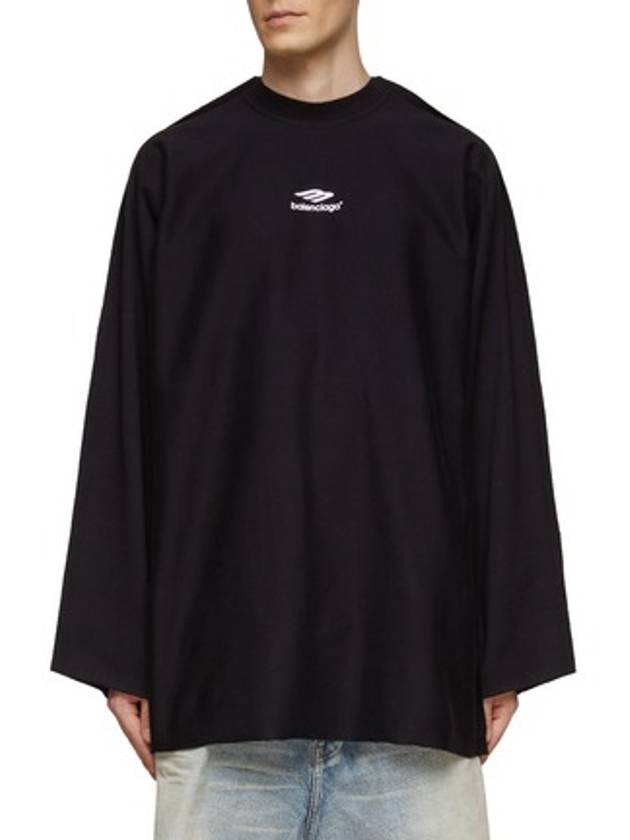 Luxury Balenciaga Trending 2026 Icon Flat Long Sleeve T-Shirt Black