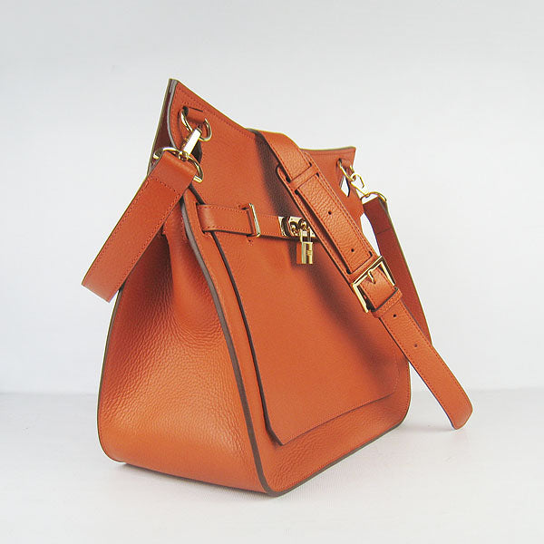 Luxury Hermes Leather Shoulder bag H6508 orange golden