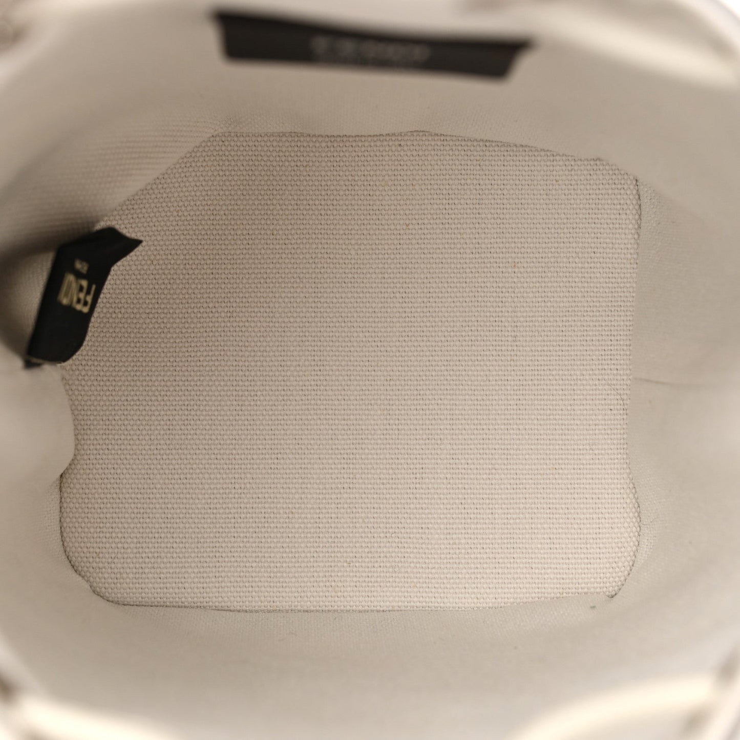 Fendi Canvas Nappa F is FF Embroidered Mini Mon Tresor Bucket Bag White Black