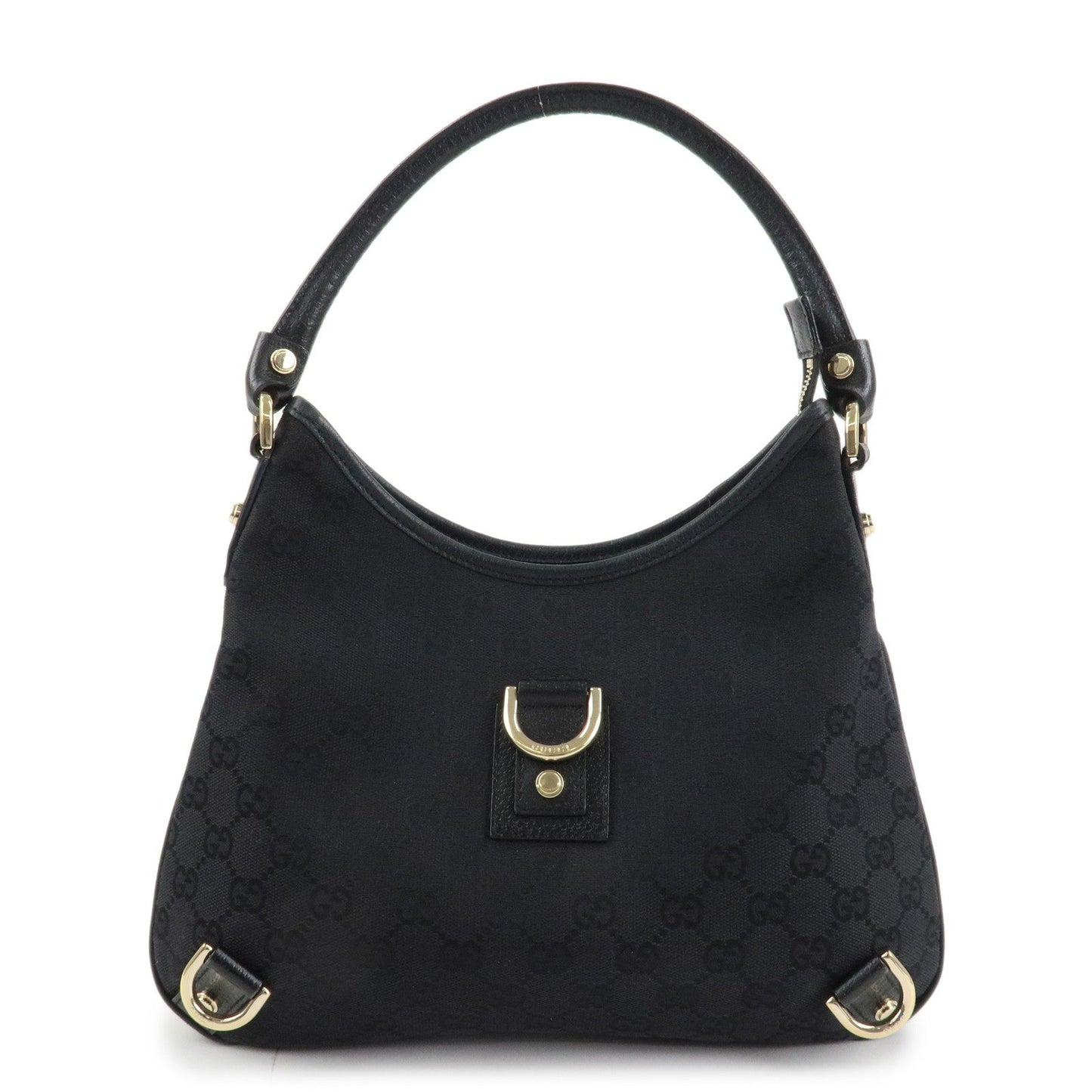 GUCCI Abbey GG Canvas Leather Shoulder Bag Black 130738