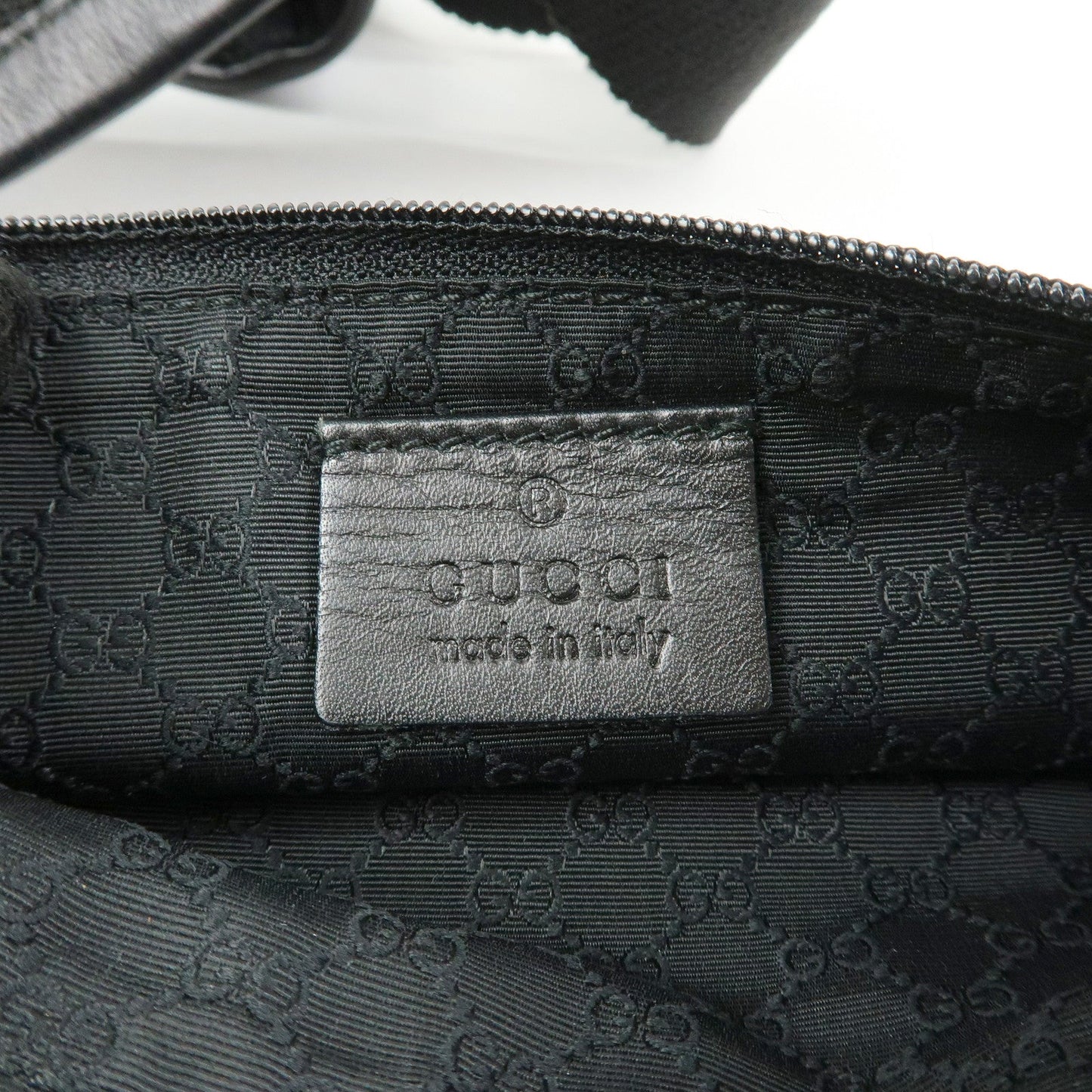 GUCCI Leather Canvas Shoulder Bag Hand Bag Black 02736