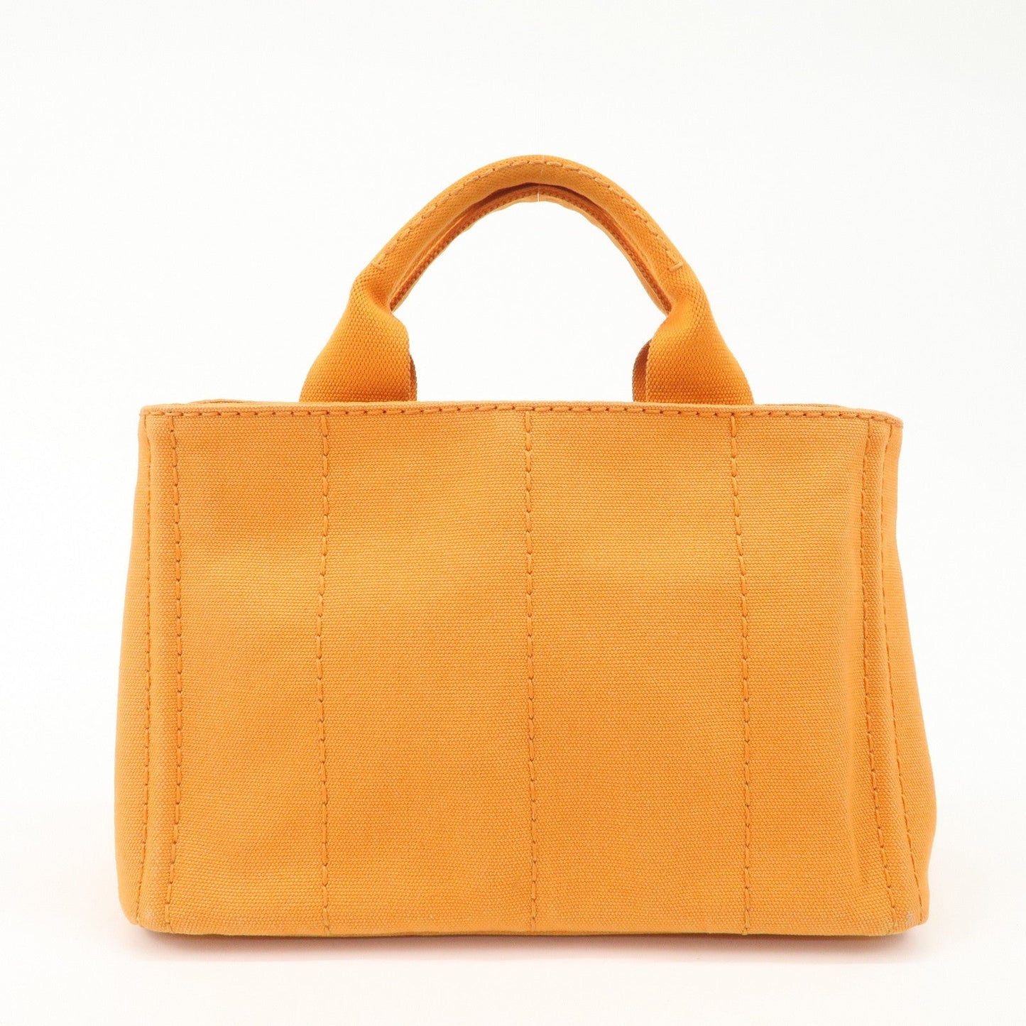 PRADA Logo Canapa Mini Canvas Tote Bag Hand Bag Orange BN2439