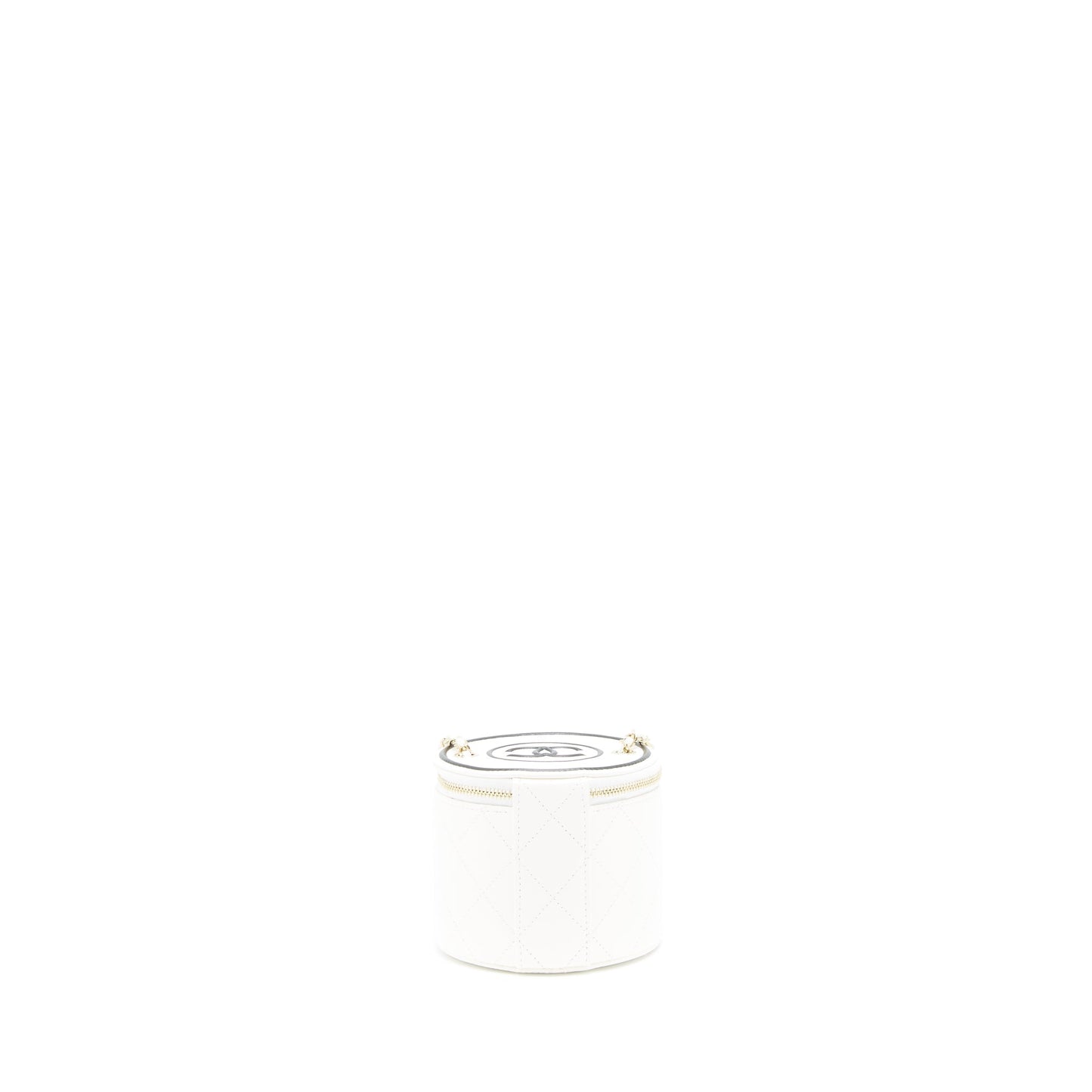 Chanel round vanity with chain white/ black with L