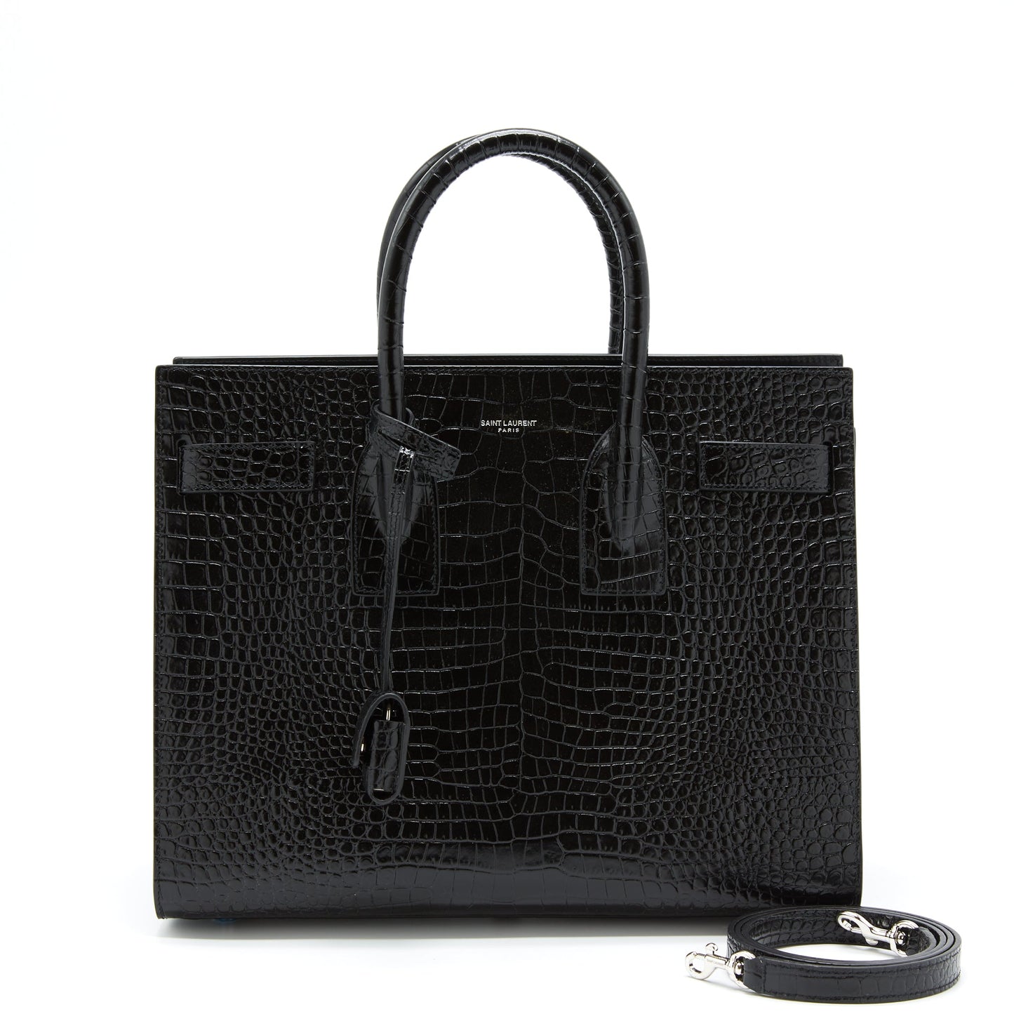 Saint Laurent/ Sac De Jour Crocodile Embossed Black