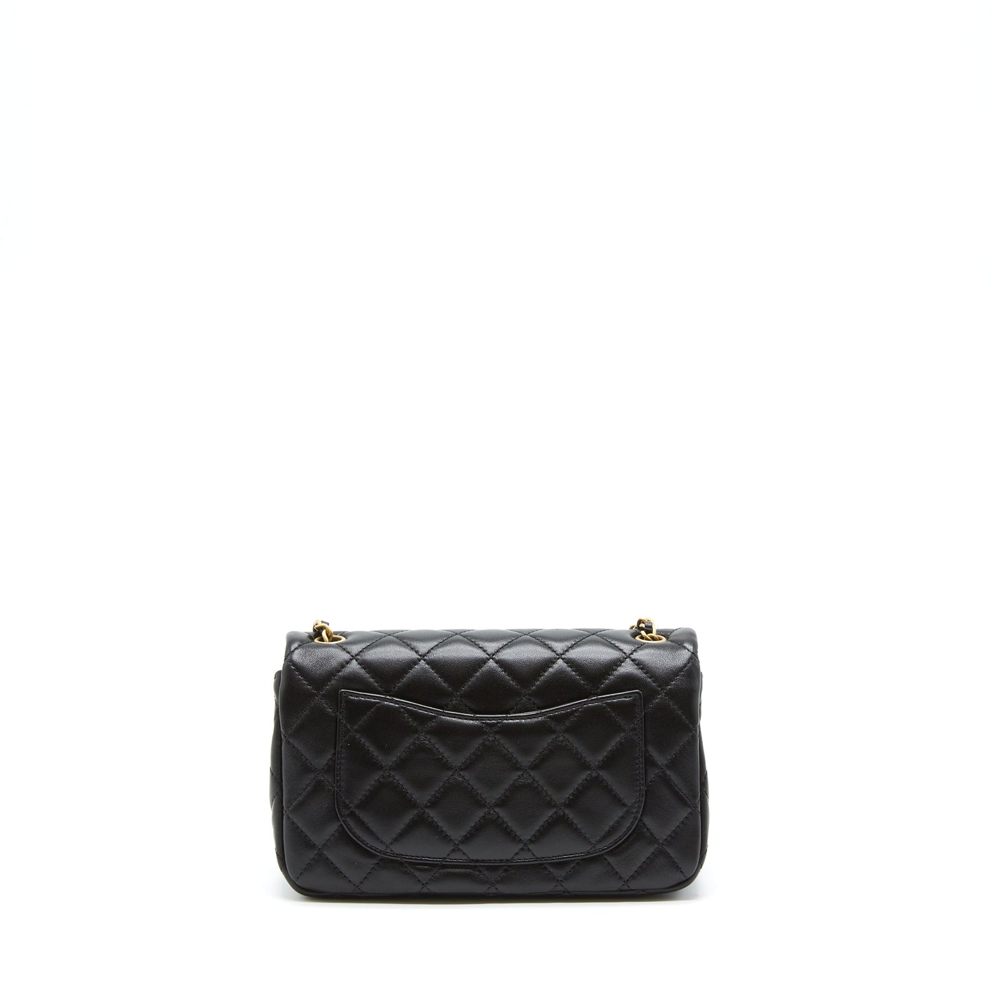 Chanel 22S Pearl Crush Mini Rectangular Flap Bag Lambskin Black
