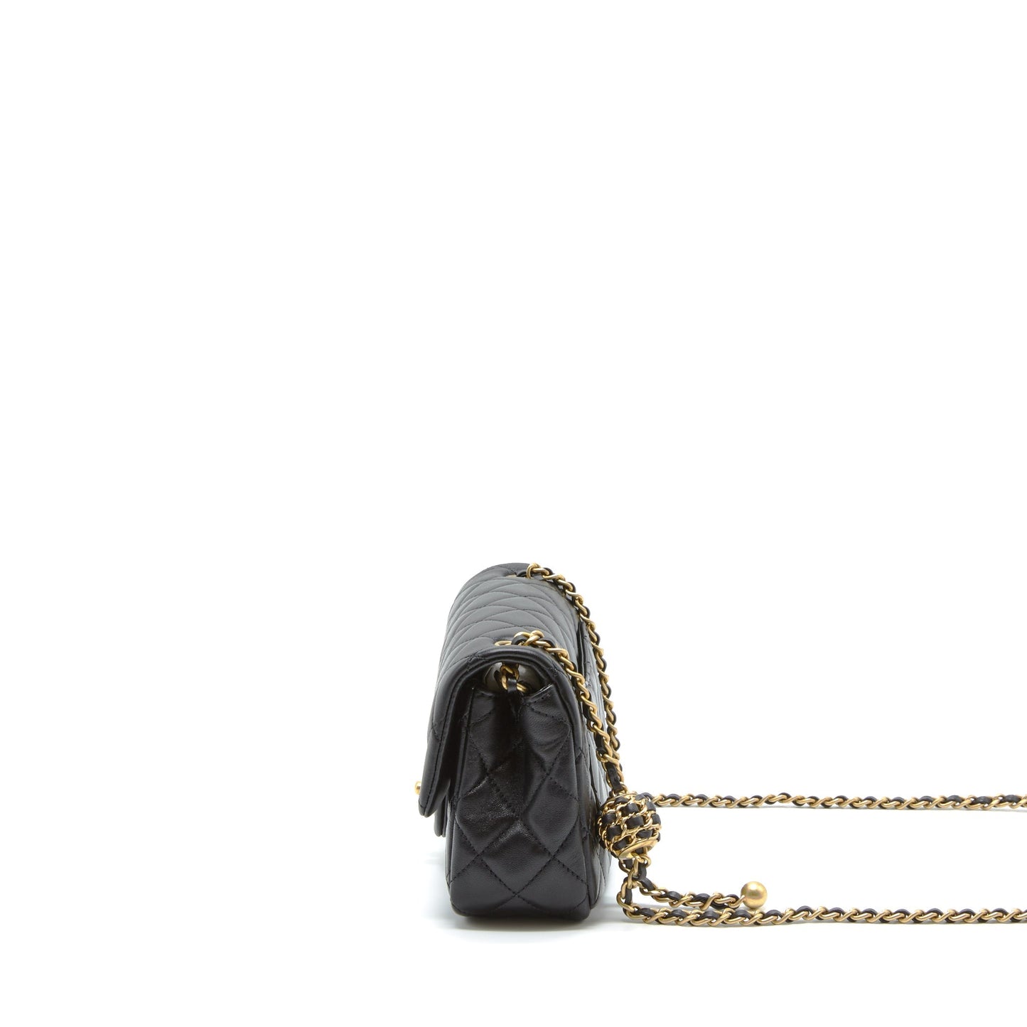 Chanel 22S Pearl Crush Mini Rectangular Flap Bag Lambskin Black