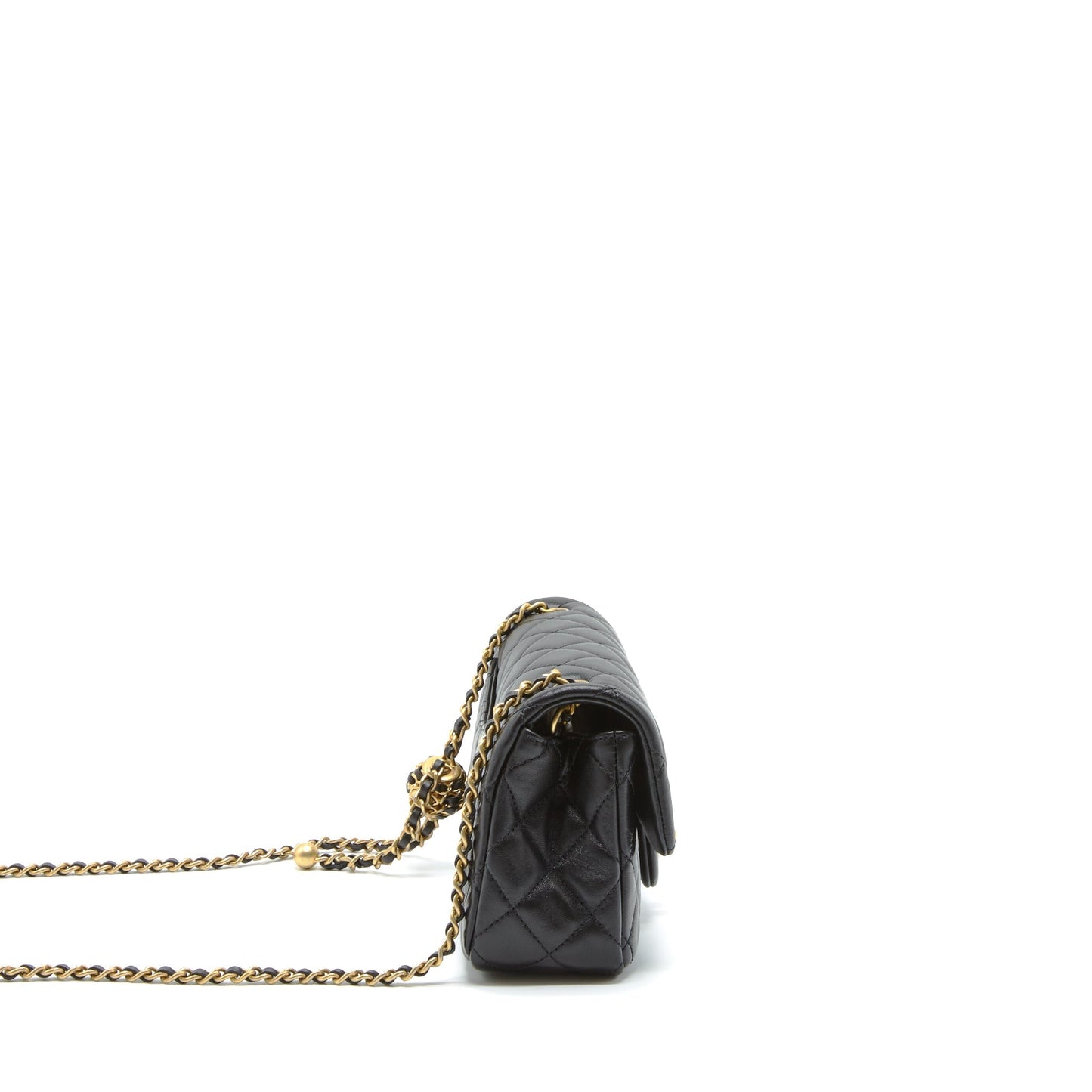 Chanel 22S Pearl Crush Mini Rectangular Flap Bag Lambskin Black