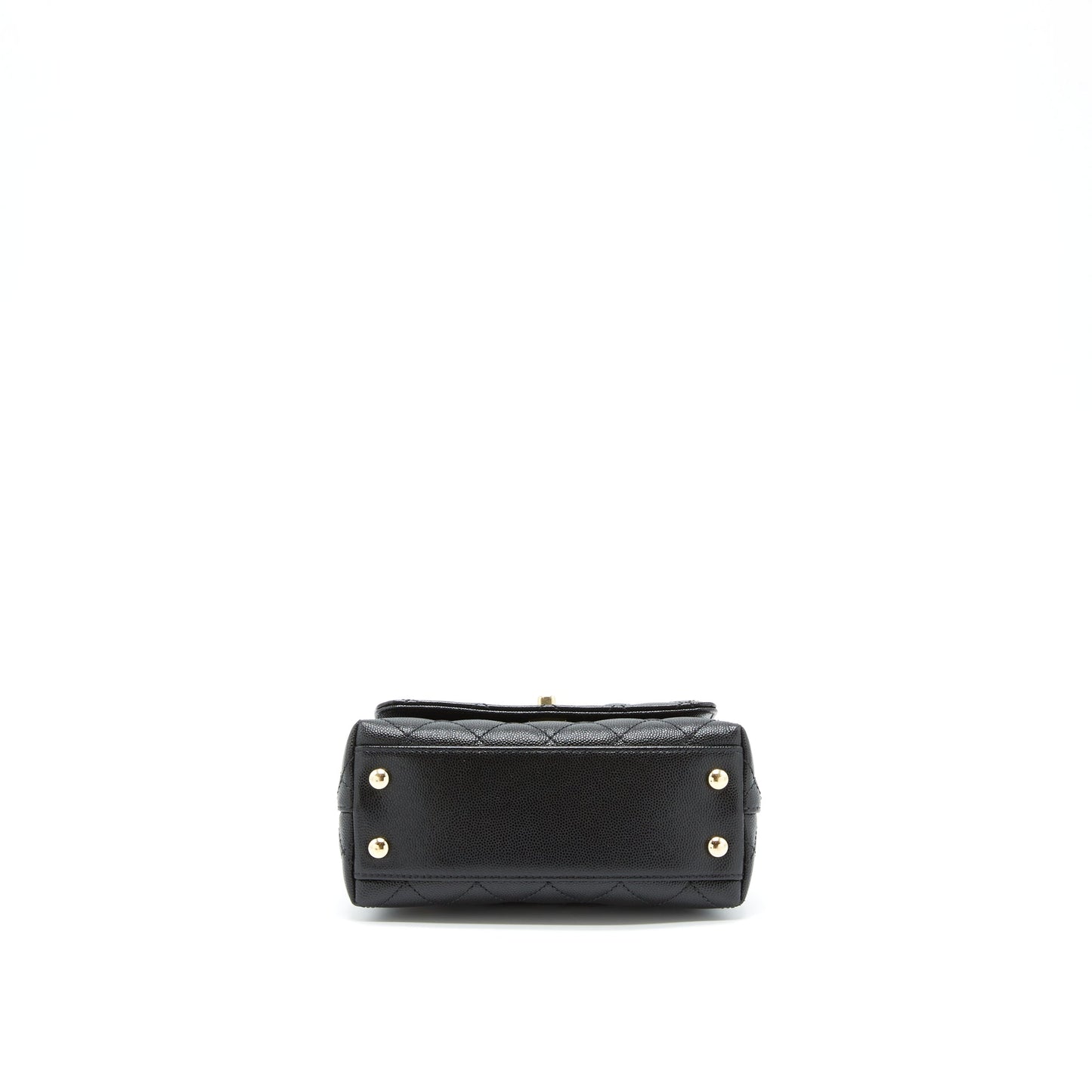 Chanel Mini Coco Handle Flap Bag Caviar Black With Burgundy Handle L