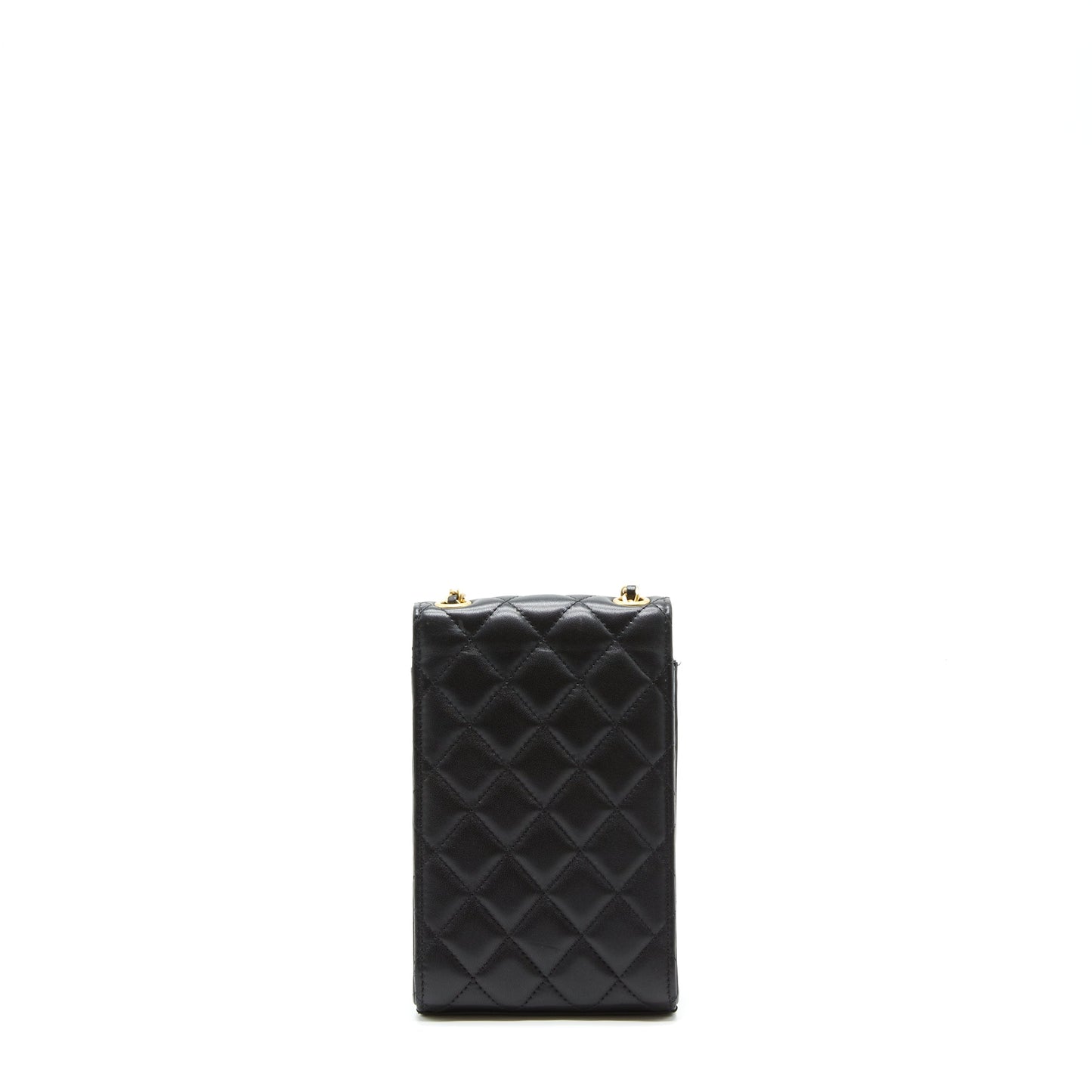 Chanel Pearl Crush Phone Case With Chain Lambskin Black