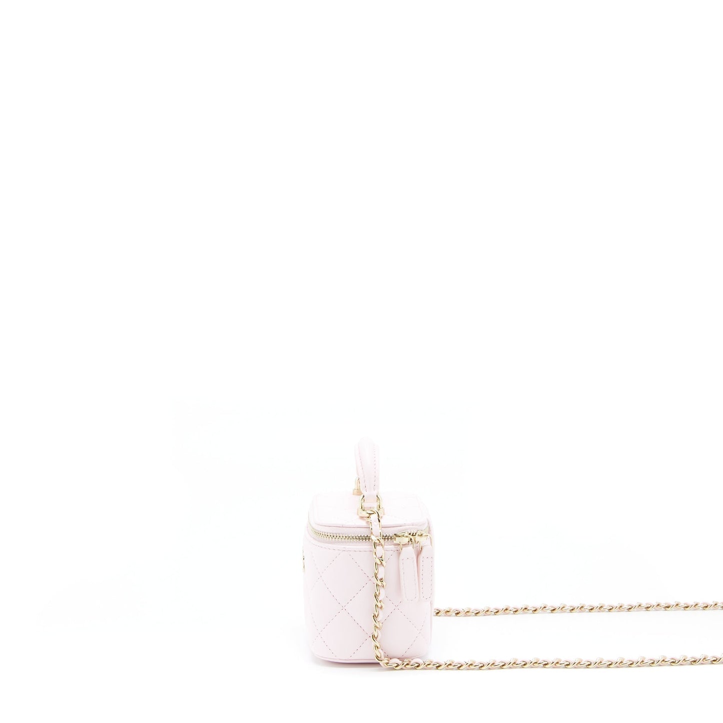 Chanel 22P Top Handle Mini Vanity With Chain Lambskin Light Pink L