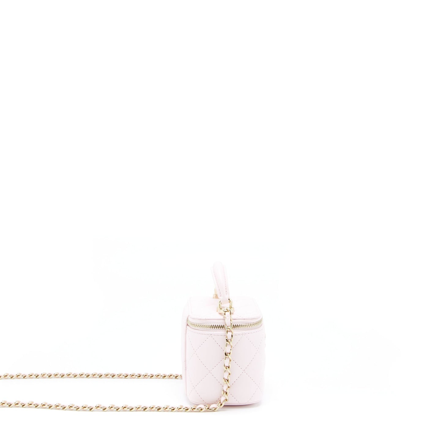 Chanel 22P Top Handle Mini Vanity With Chain Lambskin Light Pink L