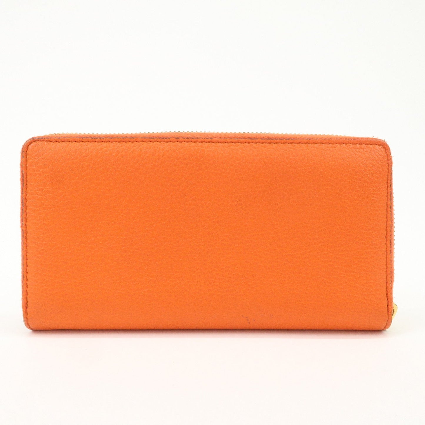 GUCCI Logo Leather Round Zippy Long Wallet Orange 658691