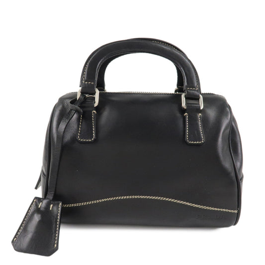 PRADA Leather Mini Boston Bag Hand Bag Black